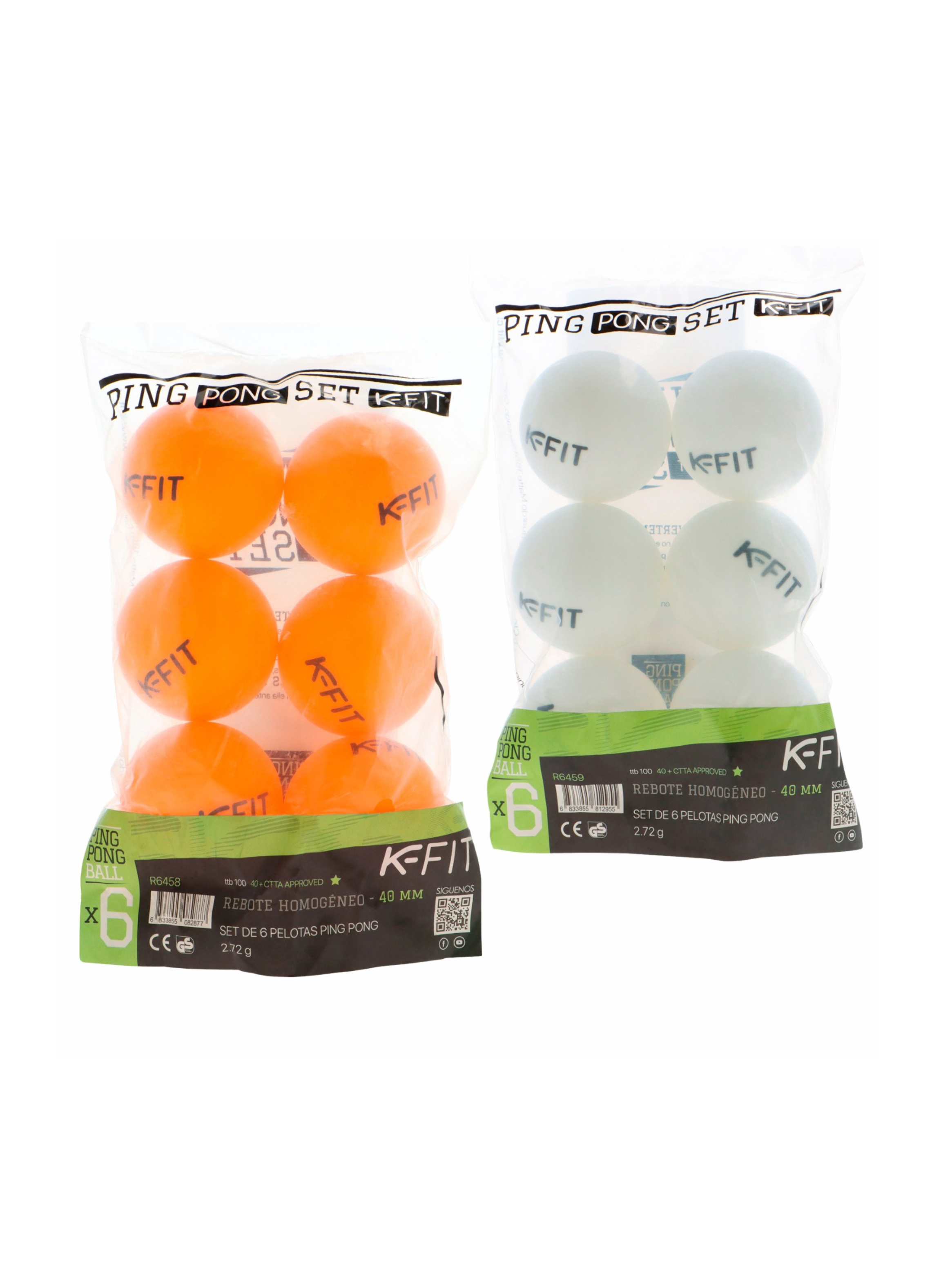 Pack de 4 Paletas Ping Pong + 12 Pelotas Naranjas y Blancas K-Fit-5