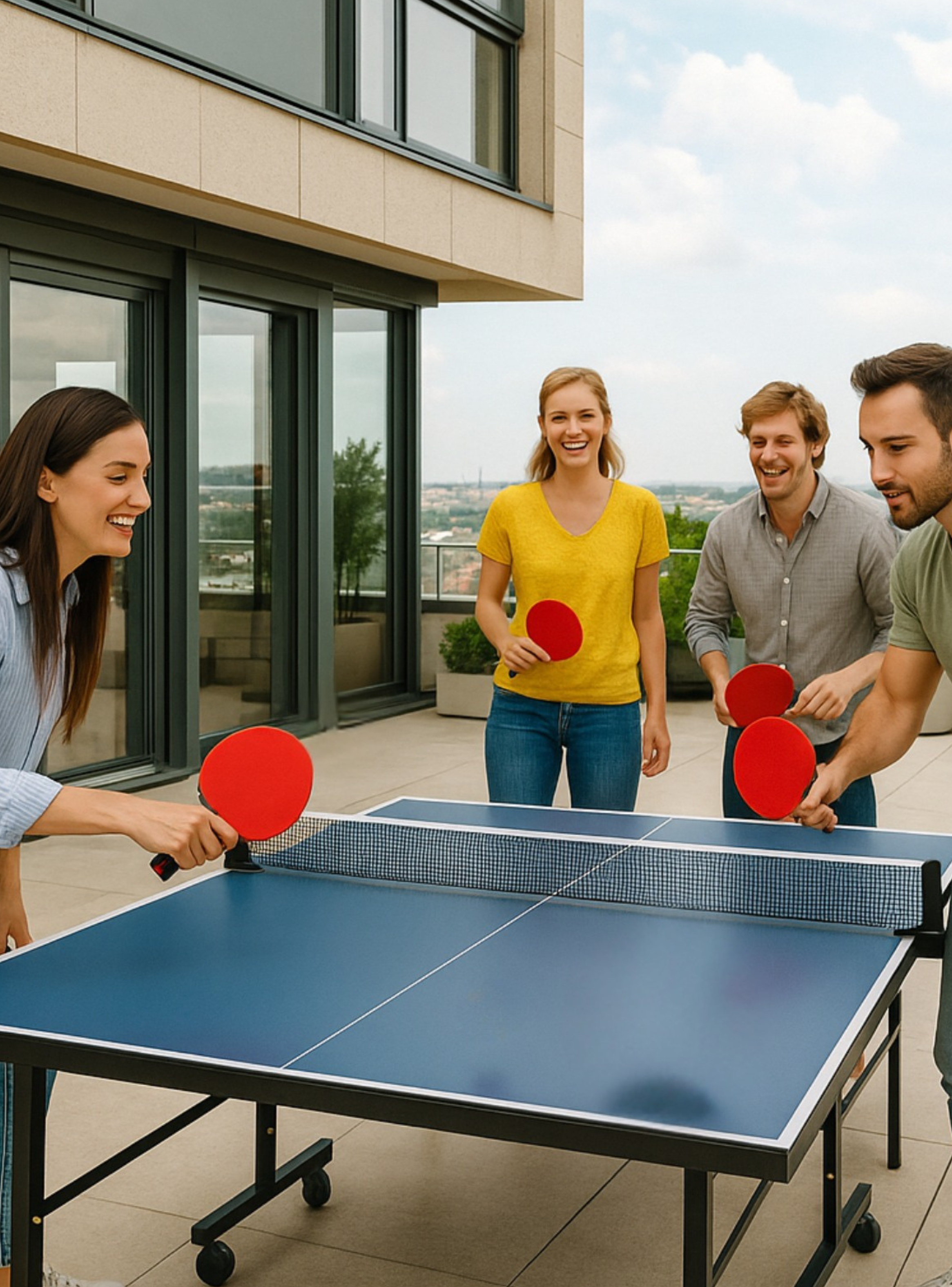 Pack de 4 Paletas Ping Pong + 12 Pelotas Naranjas y Blancas K-Fit-6