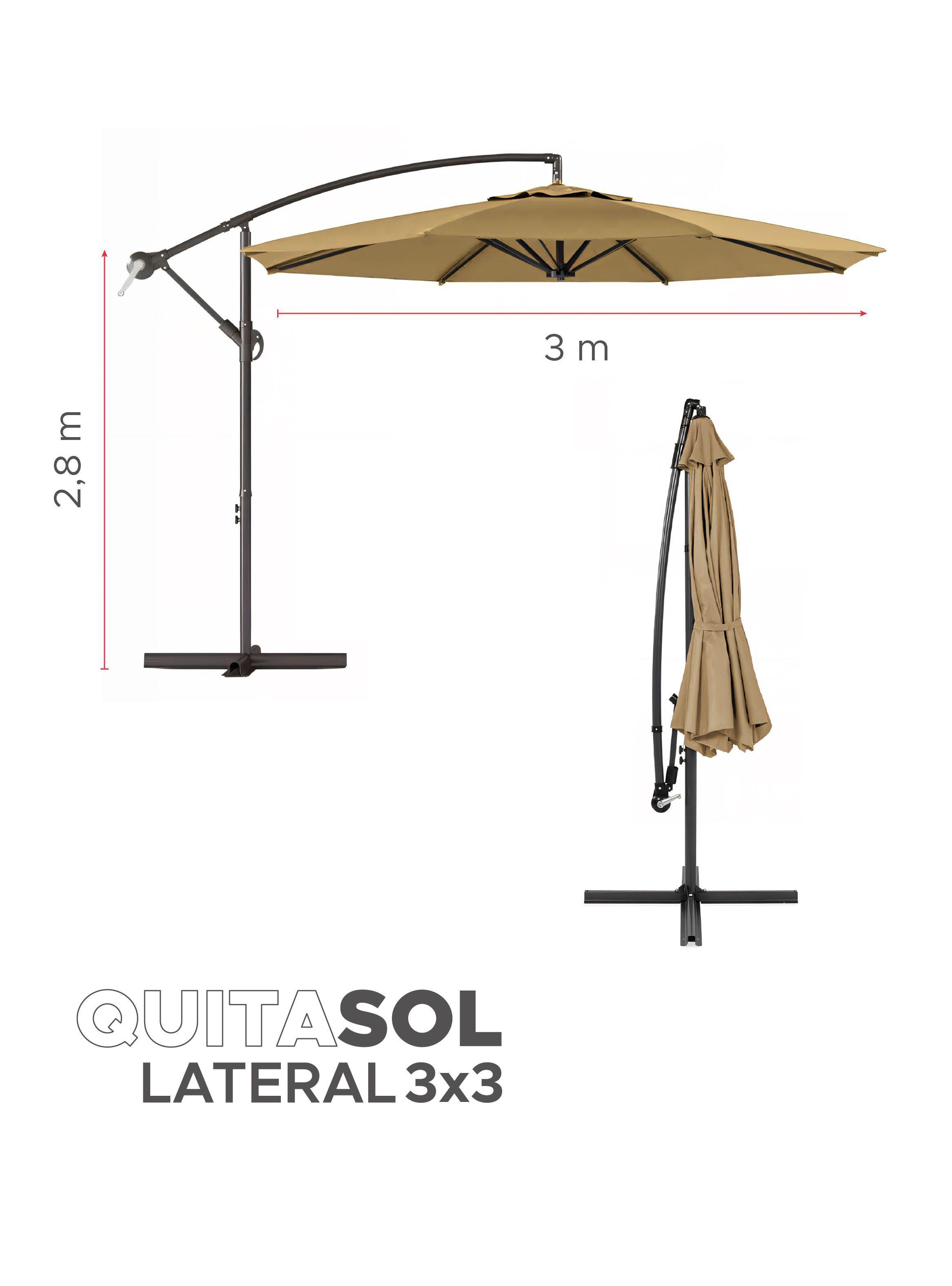 Quitasol sombrilla lateral terraza 3x3 gris khaki-1