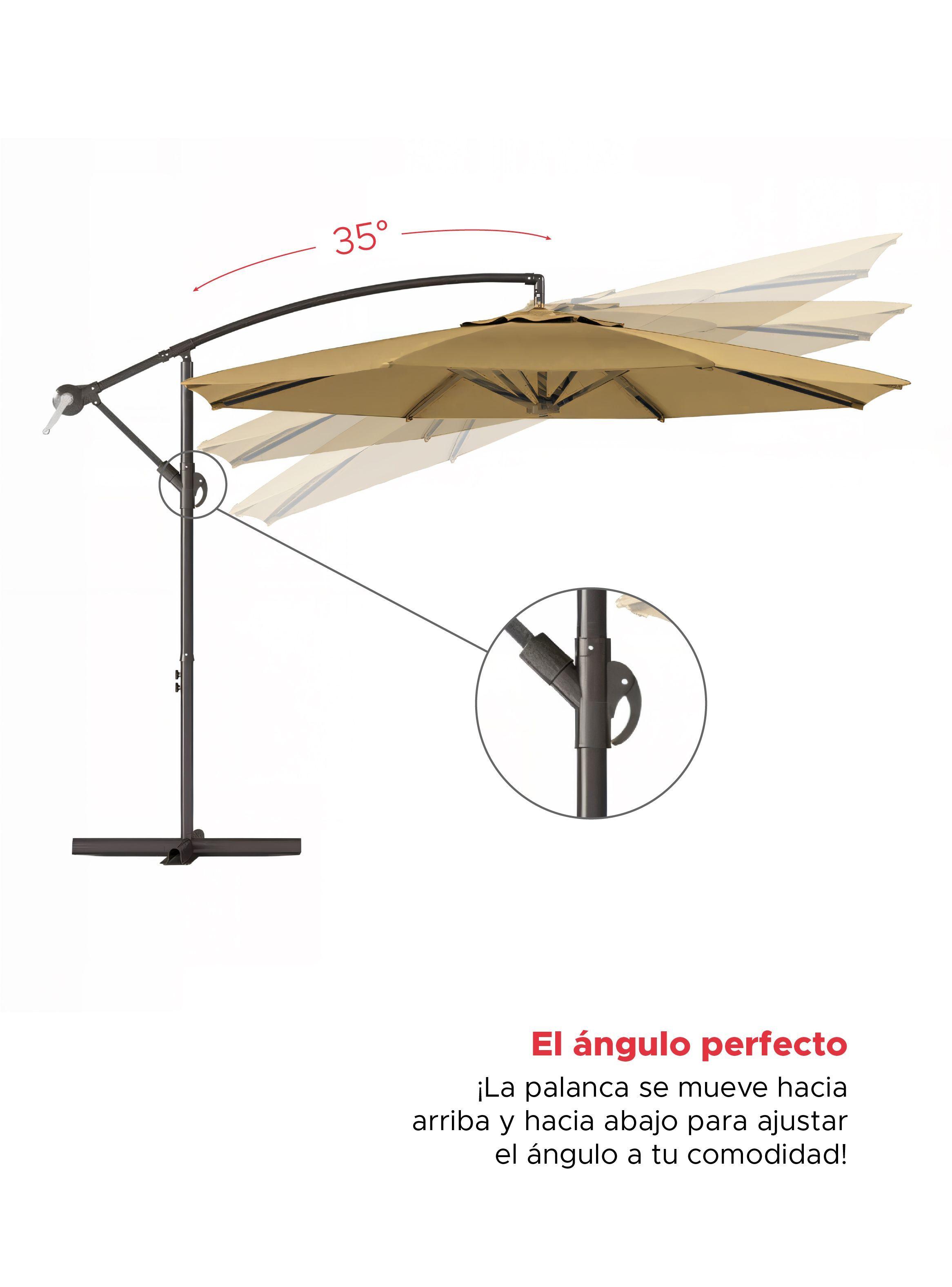 Quitasol sombrilla lateral terraza 3x3 gris khaki-2