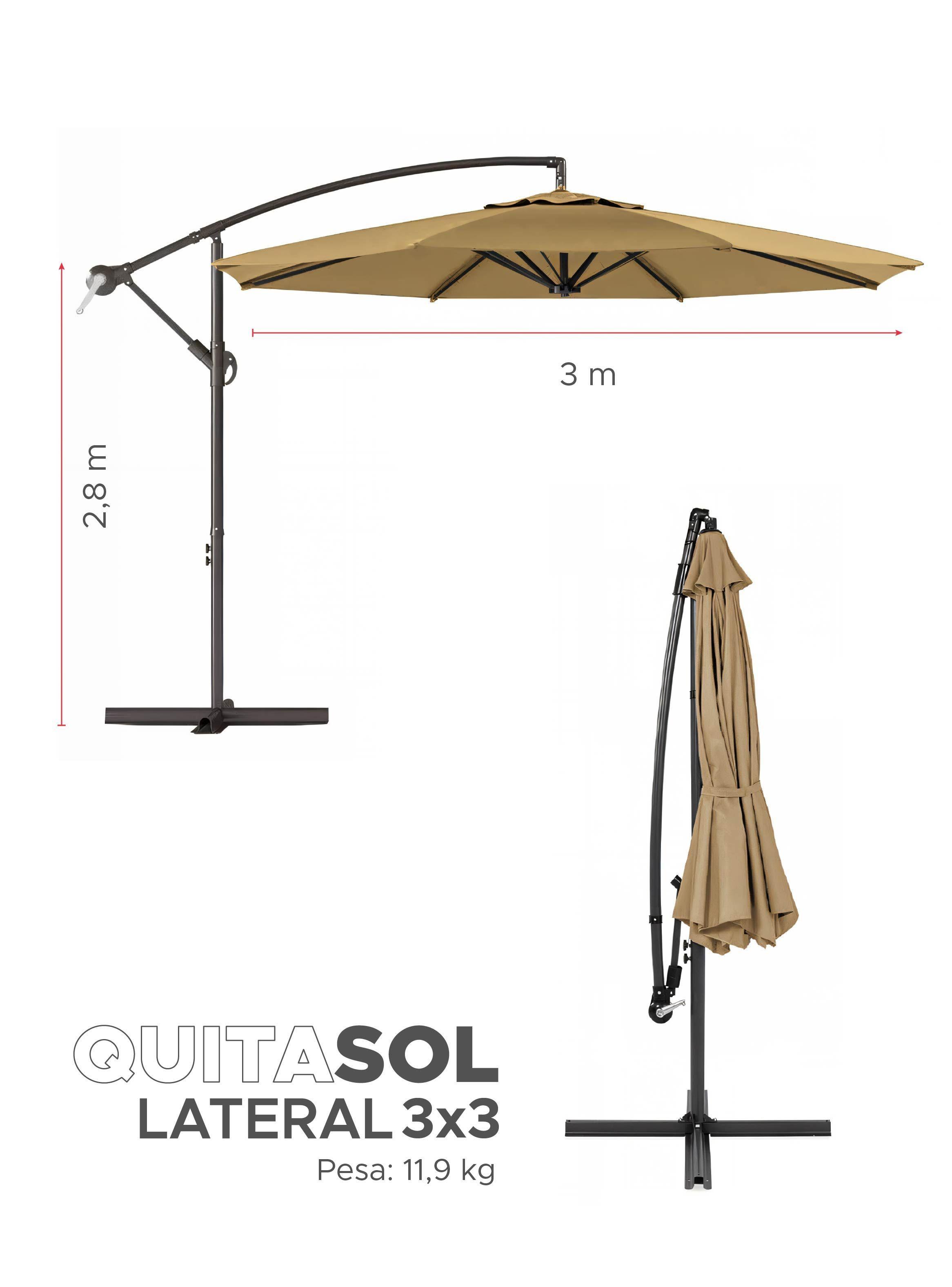 Quitasol sombrilla lateral terraza 3x3 sin base Khaki -1
