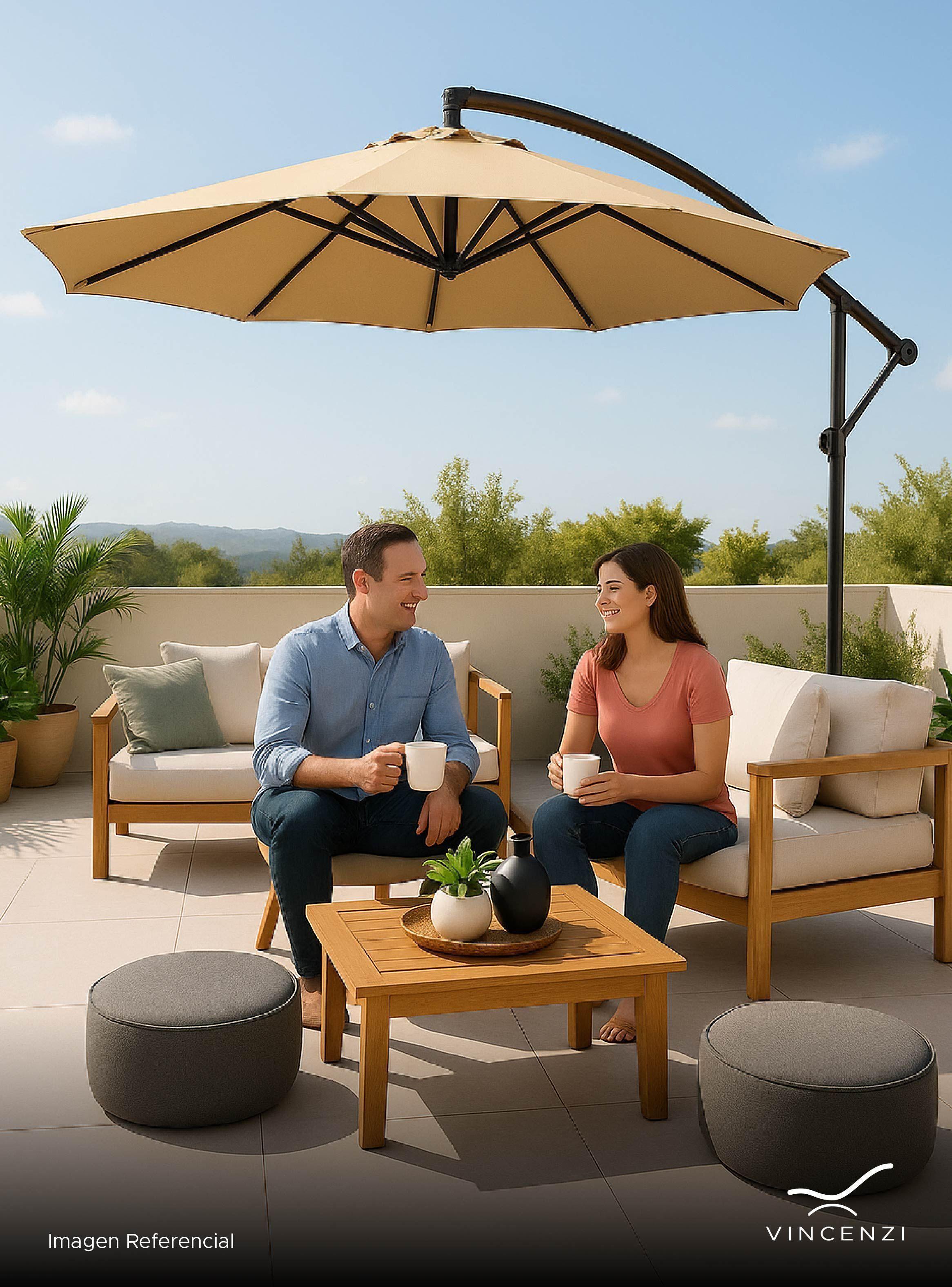 Quitasol sombrilla lateral terraza 3x3 sin base Khaki -6