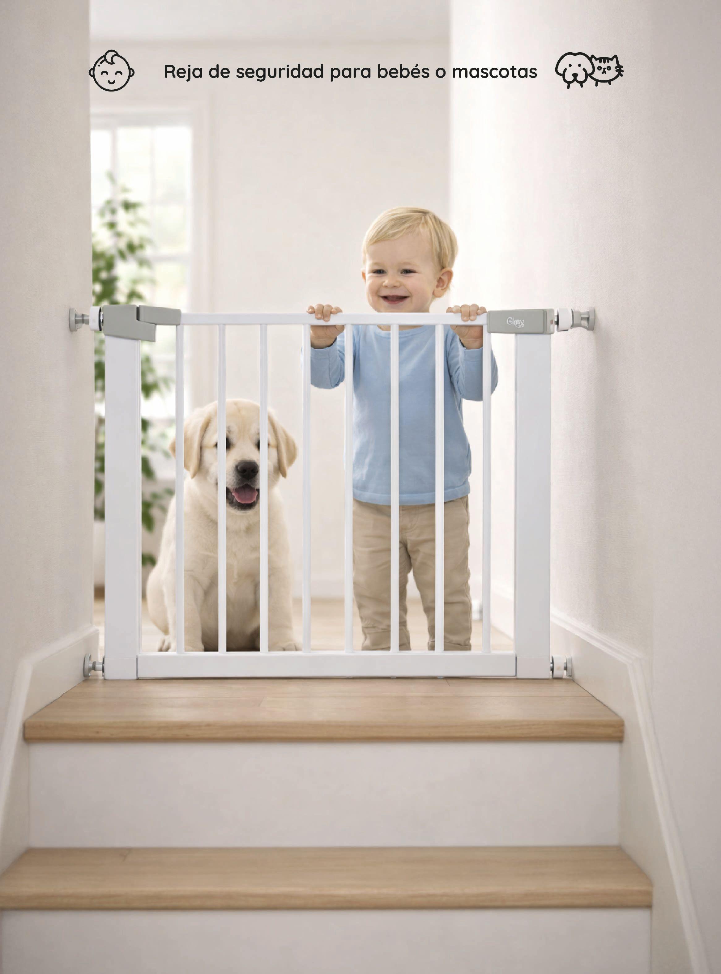 Reja de seguridad escalera puerta bebés y mascotas -5