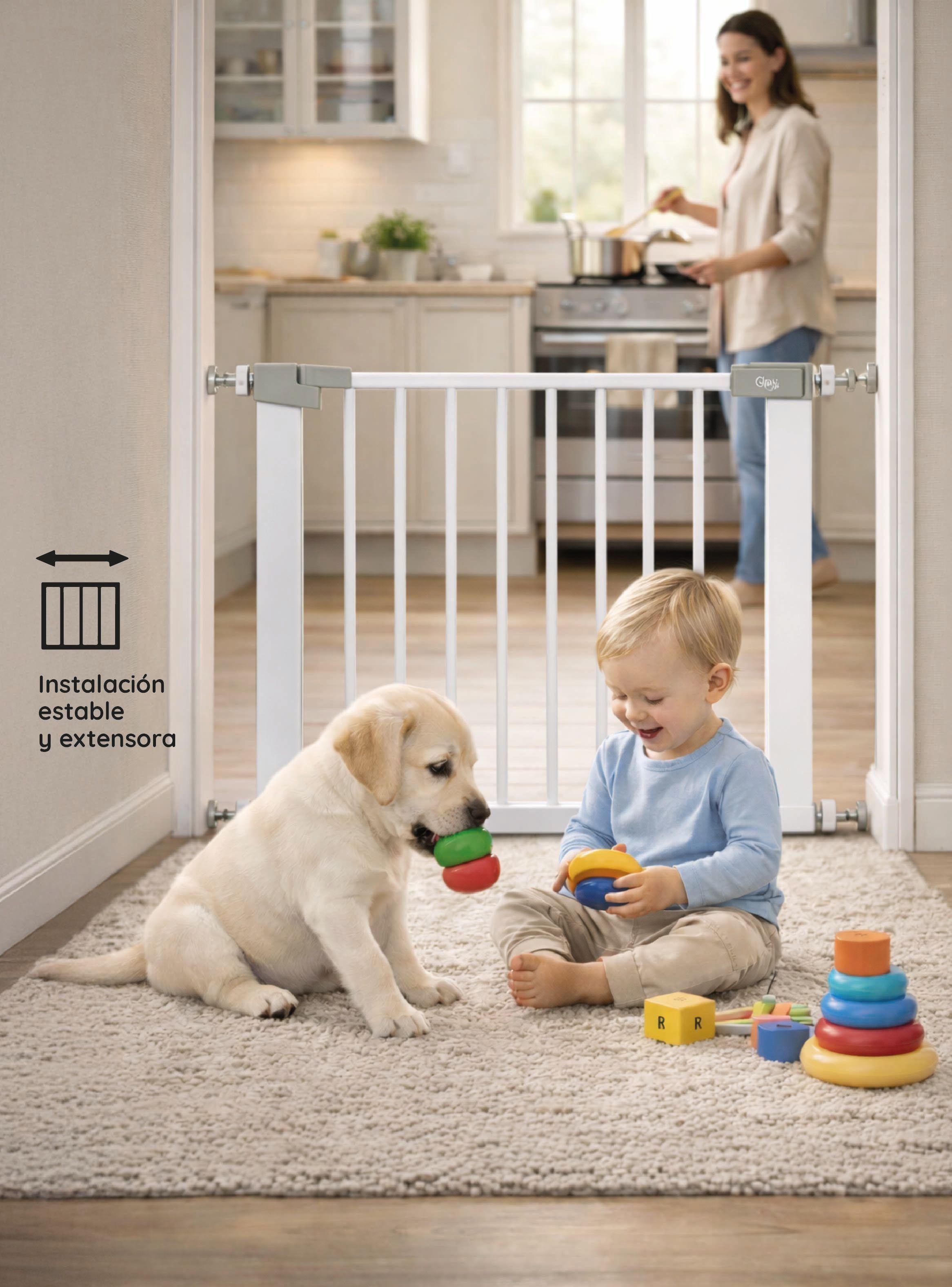 Reja de seguridad escalera puerta bebés y mascotas -7