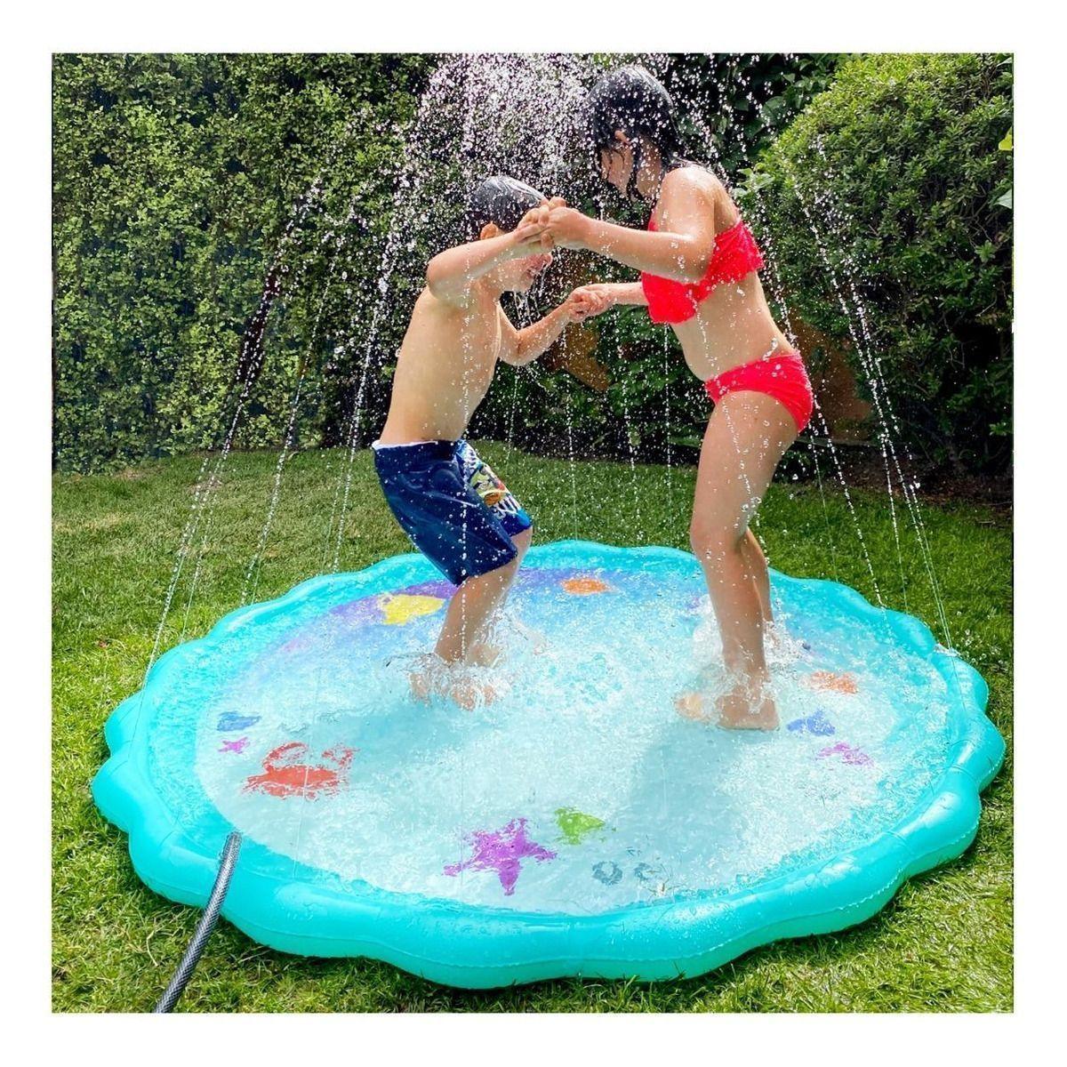 Water Play Mat Alfombra Rociadora de Agua 1,7 Mts Diseño de animales Turquesa GlowUp-6