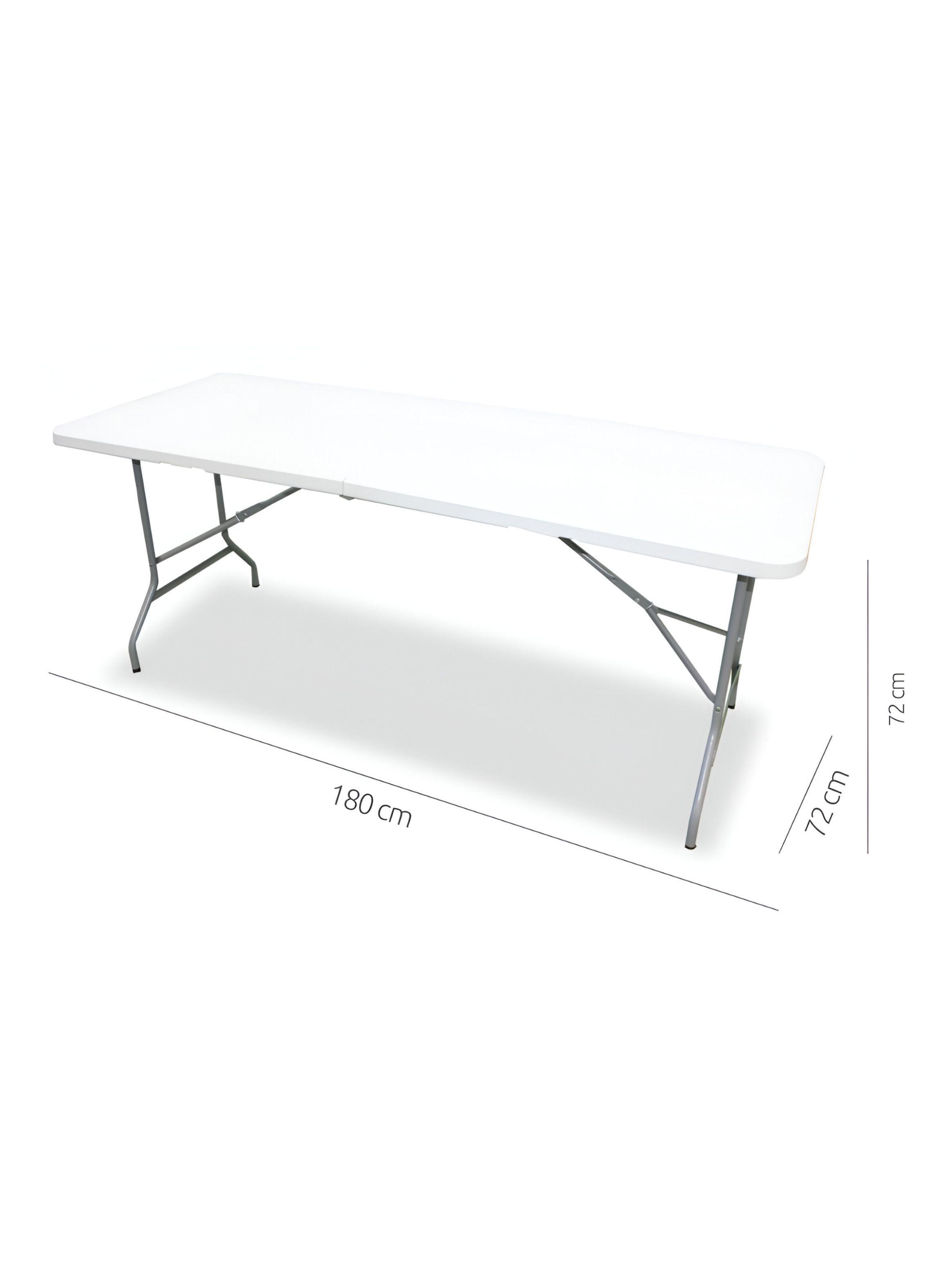 Mesa Plegable Tipo Maleta Blanca 180x72x72 cm.-3