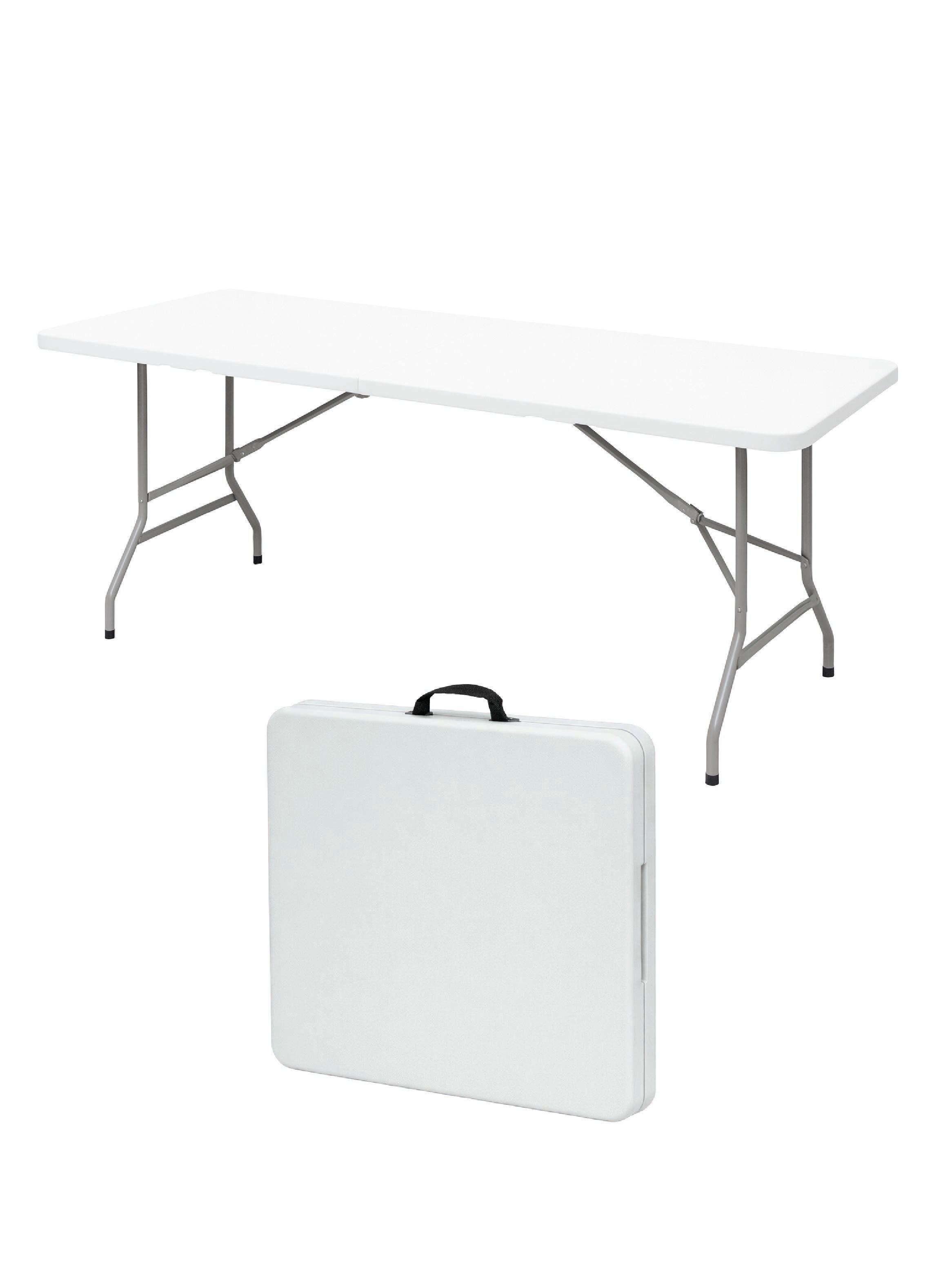 Mesa Plegable Tipo Maleta Blanca 180x72x72 cm Vincenzi-2