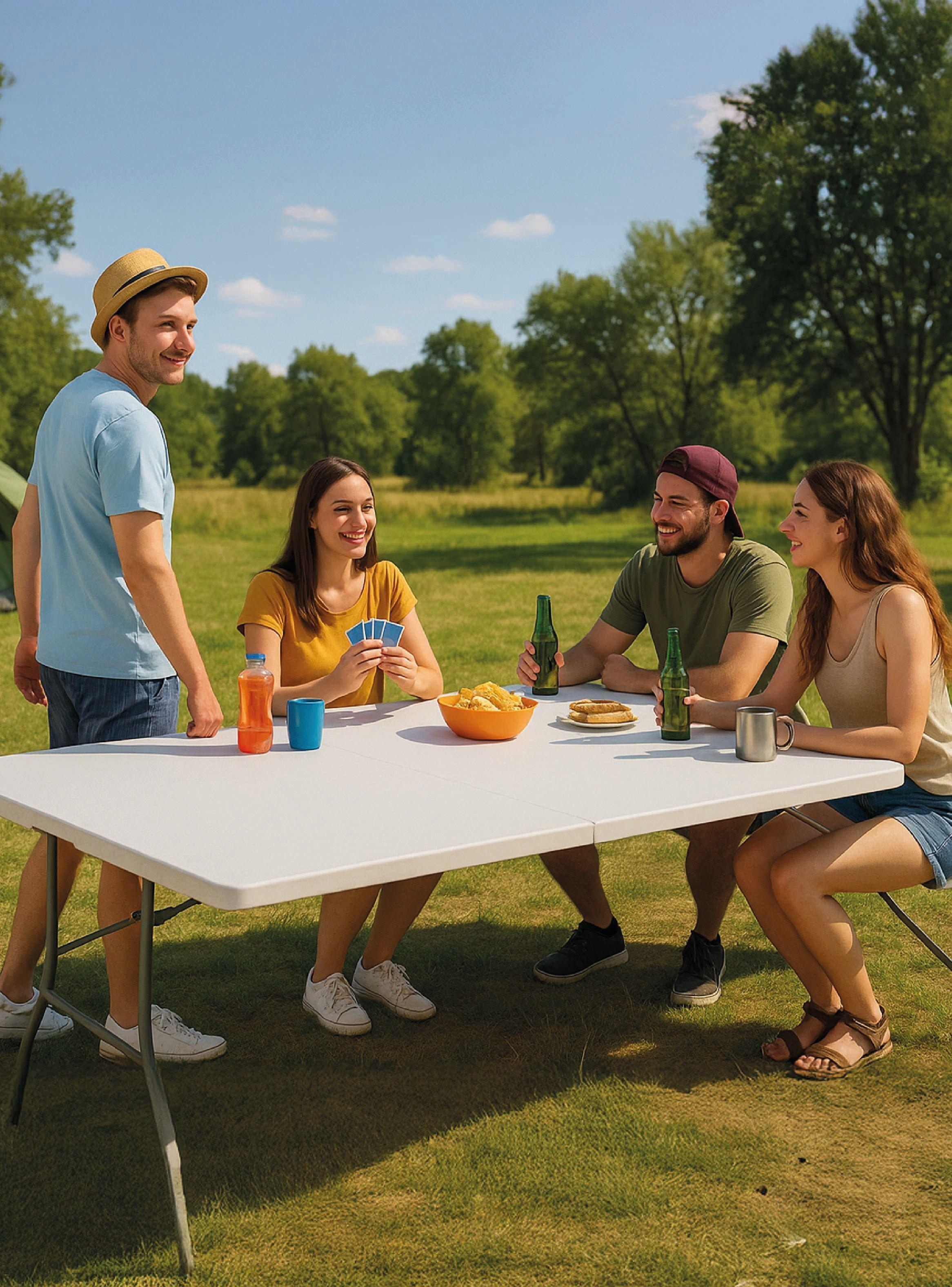 Mesa Plegable Tipo Maleta Blanca 180x72x72 cm Vincenzi-7