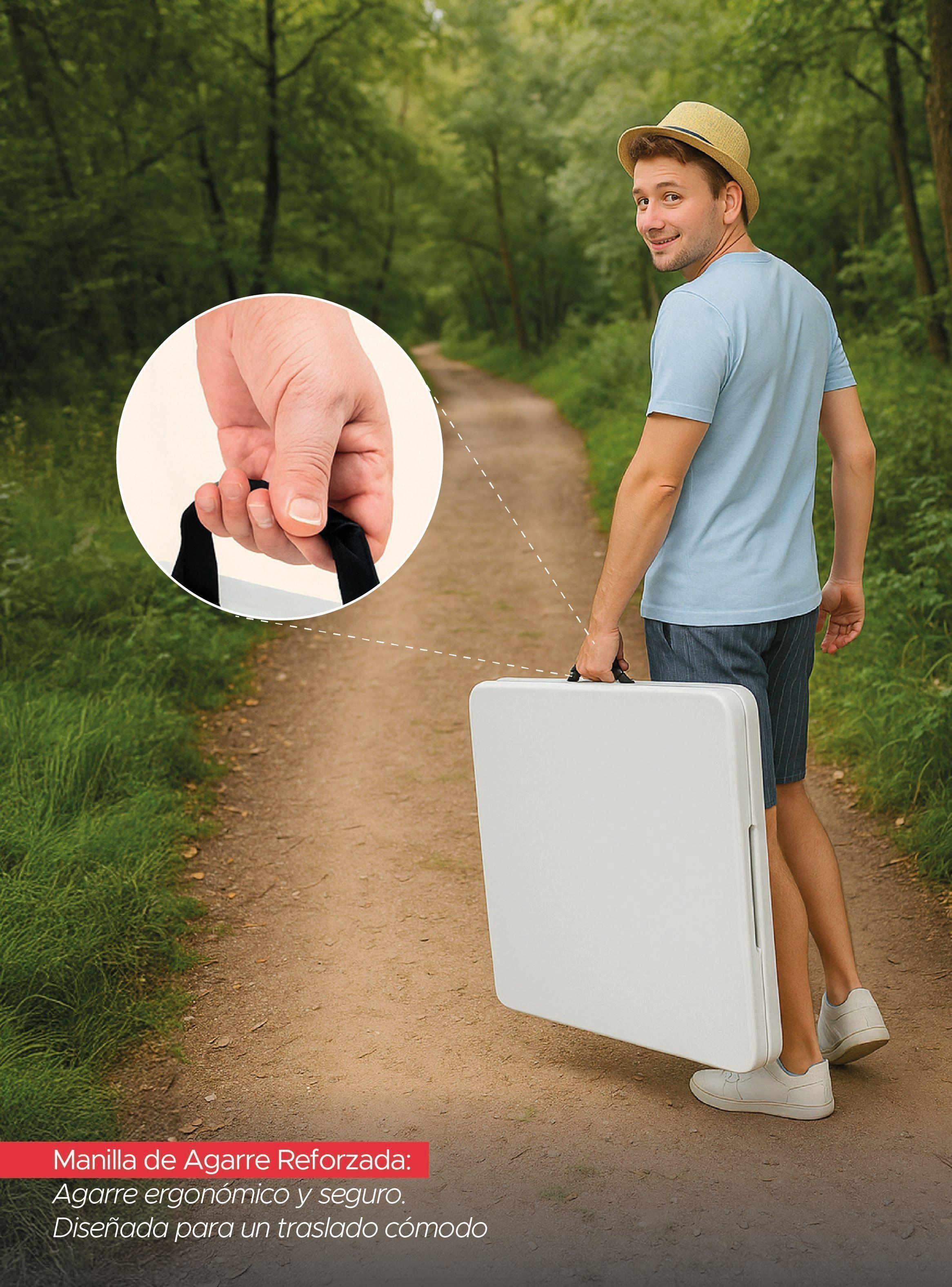 Mesa Plegable Tipo Maleta Blanca 180x72x72 cm Vincenzi-5