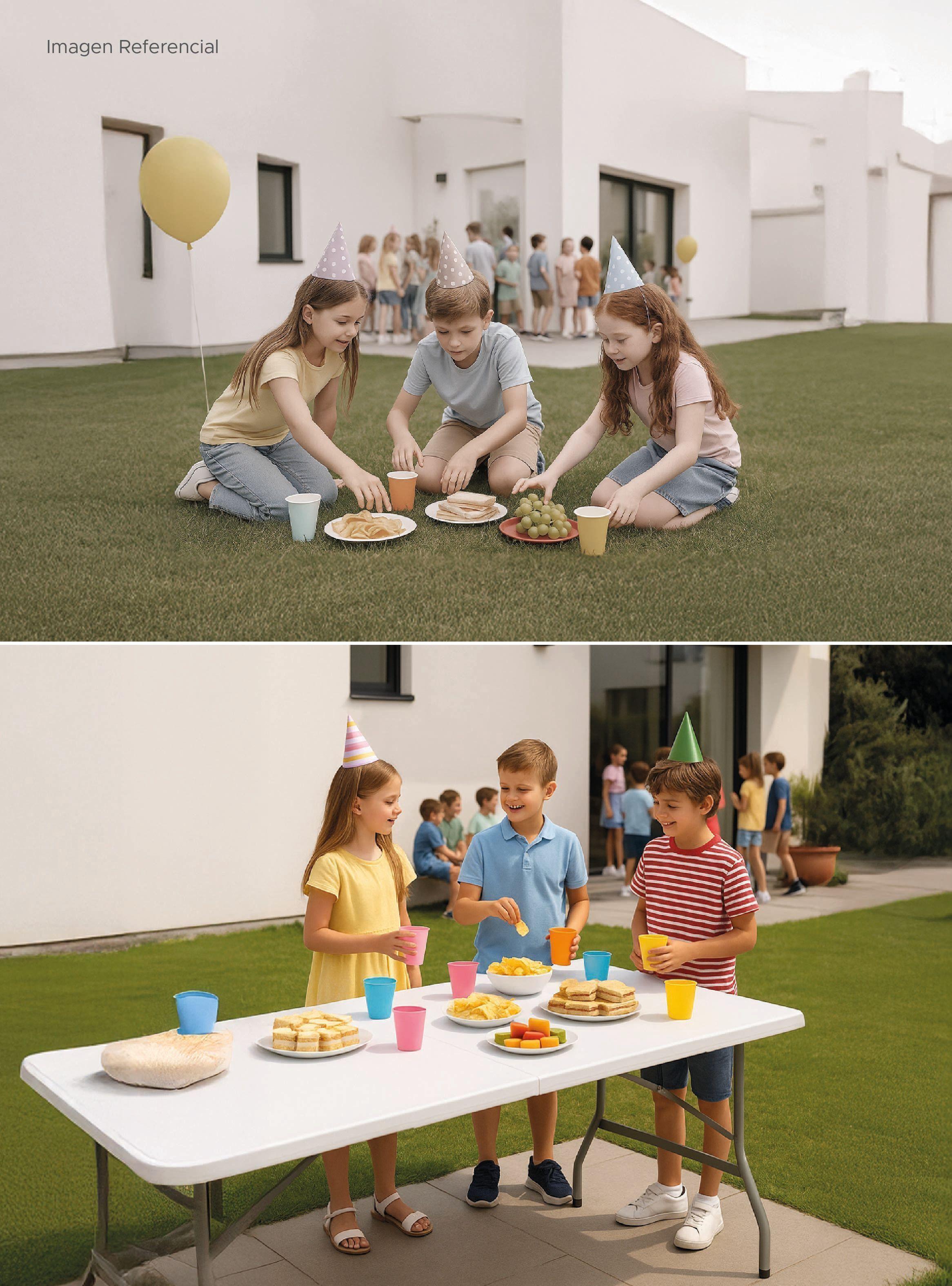 Mesa Plegable Tipo Maleta Blanca 180x72x72 cm Vincenzi-6