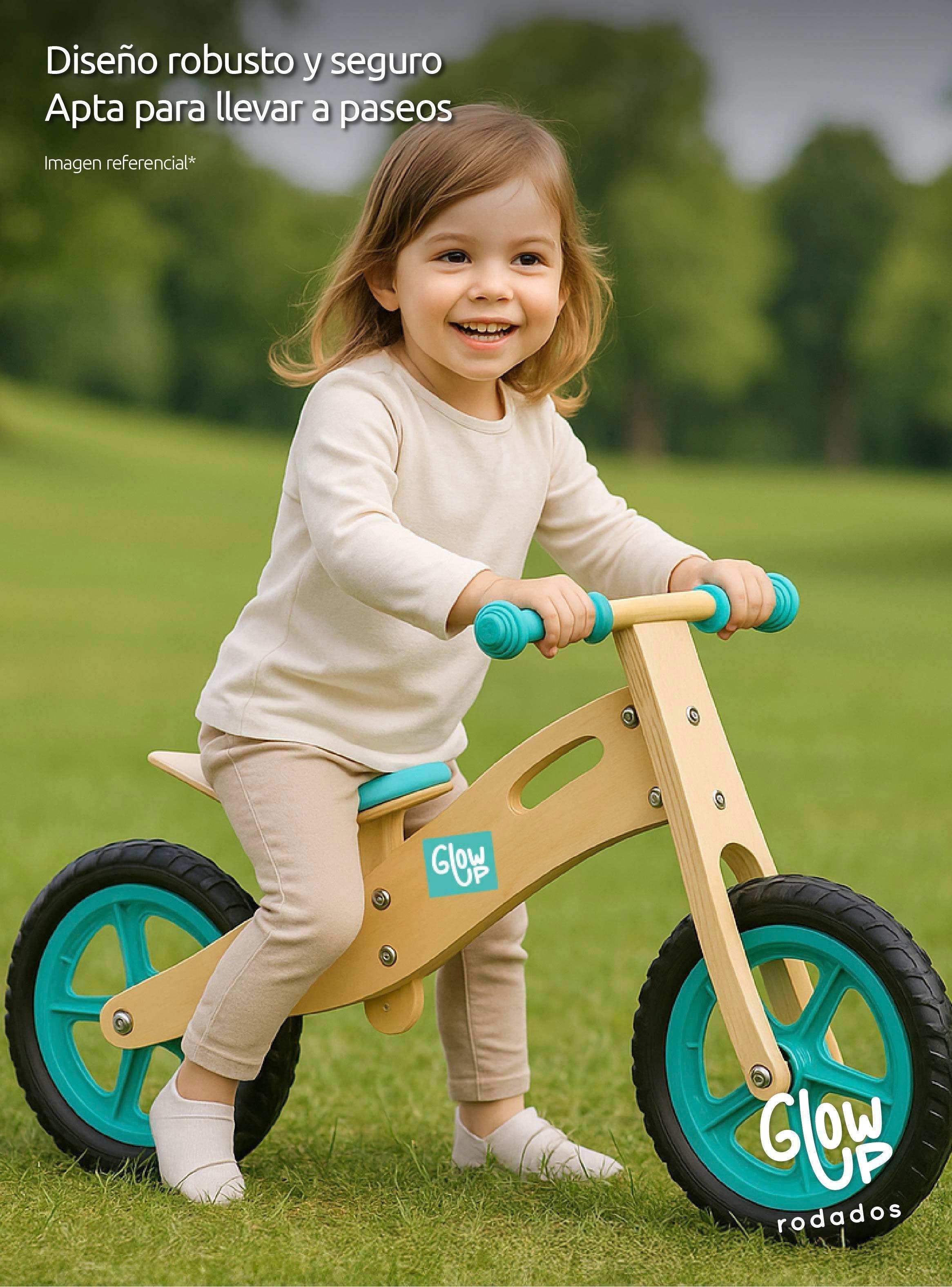 Bicicleta De Aprendizaje De Madera Celeste para niños de 2 a 6 años-4