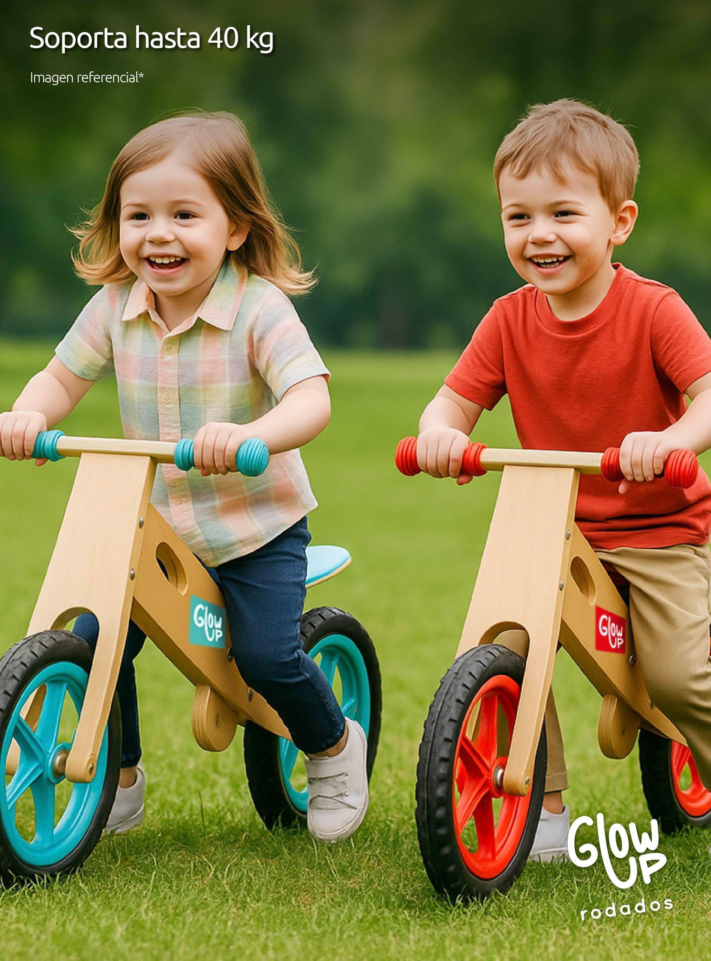 Bicicleta De Aprendizaje De Madera Celeste para niños de 2 a 6 años-5