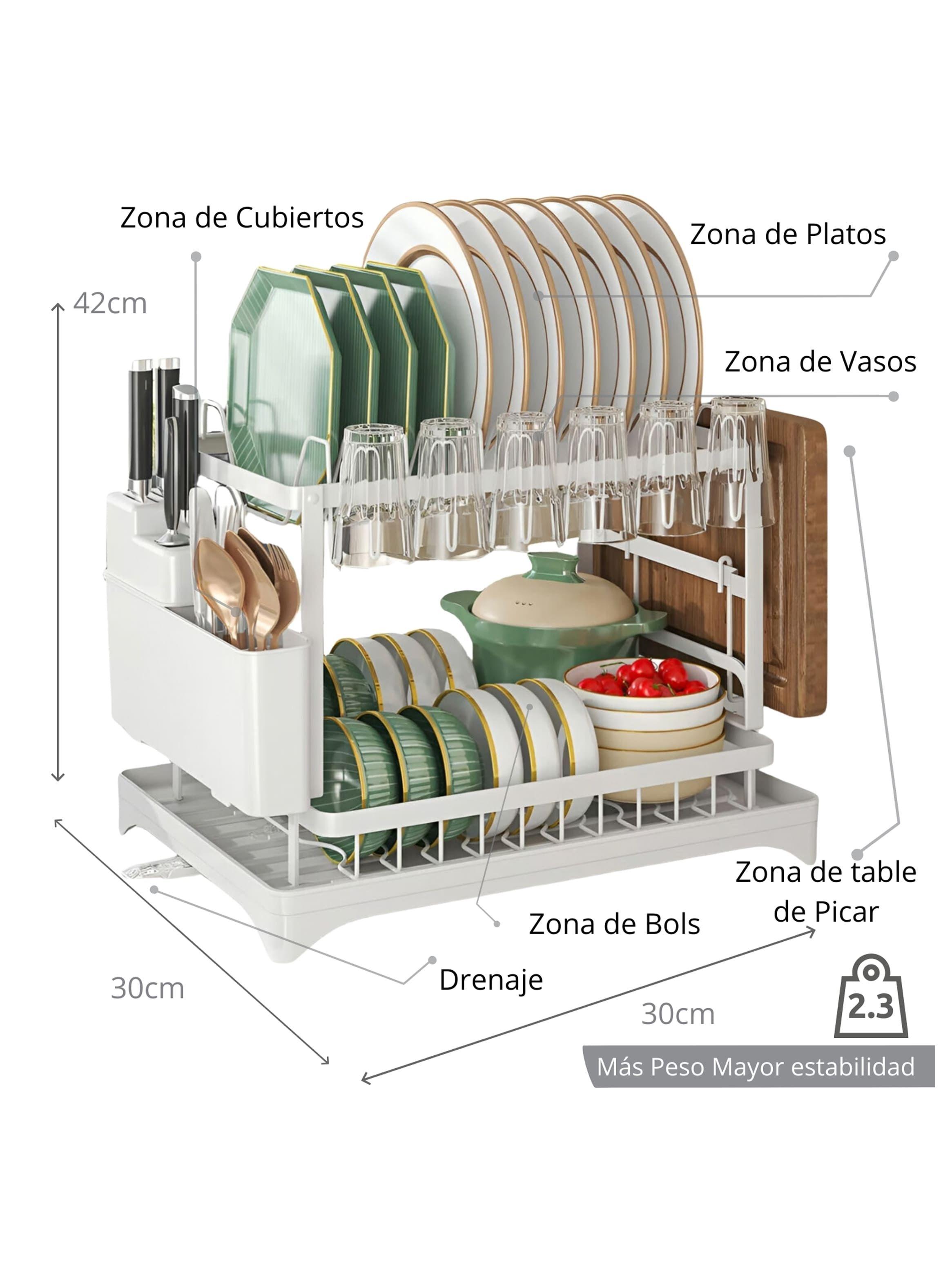 Escurridor Platos Secador Loza Inoxidable 2 Niveles-1