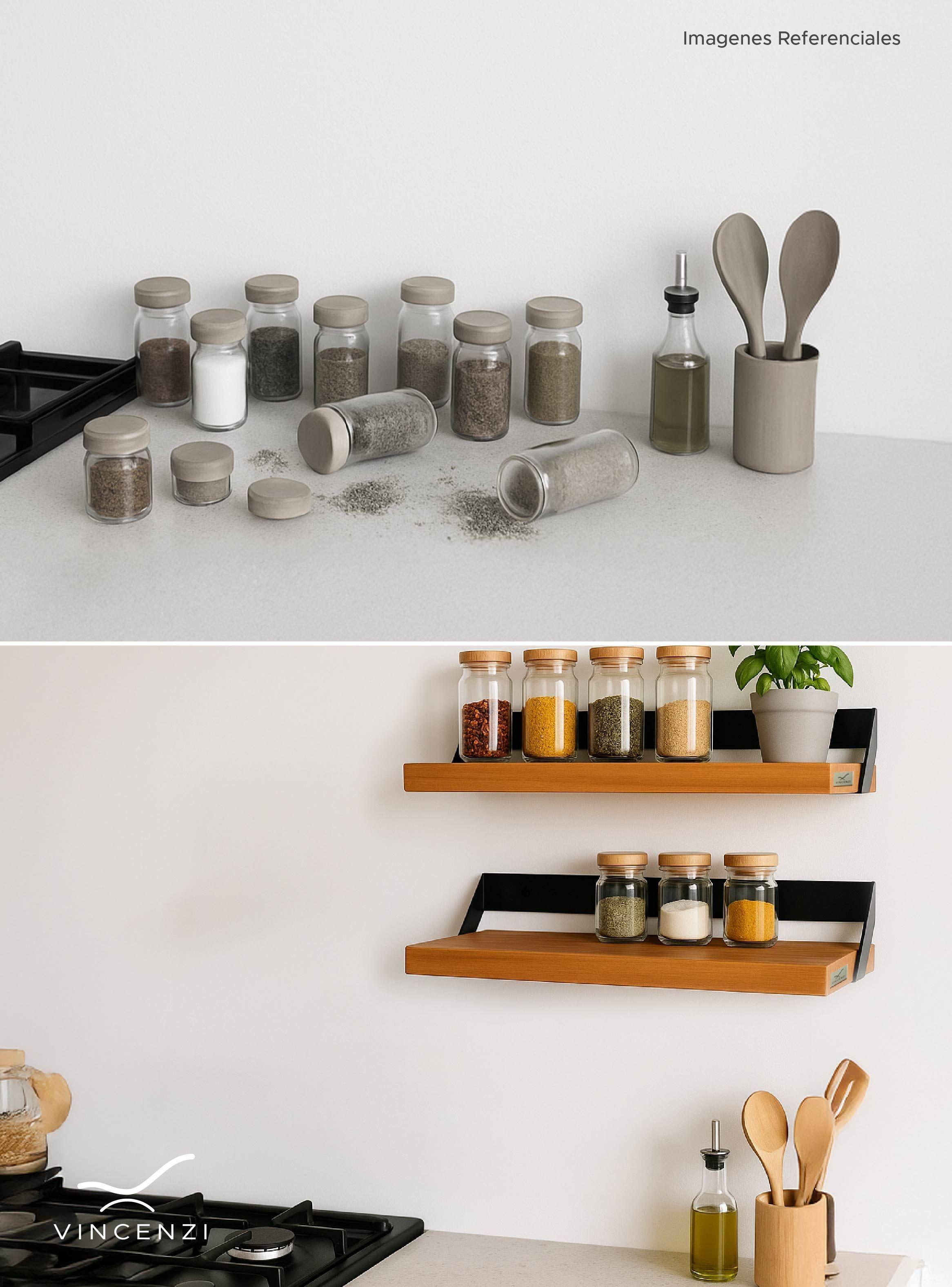 Pack 2 Repisas Madera y hierro 60x20cm de Pared - Vincenzi-5
