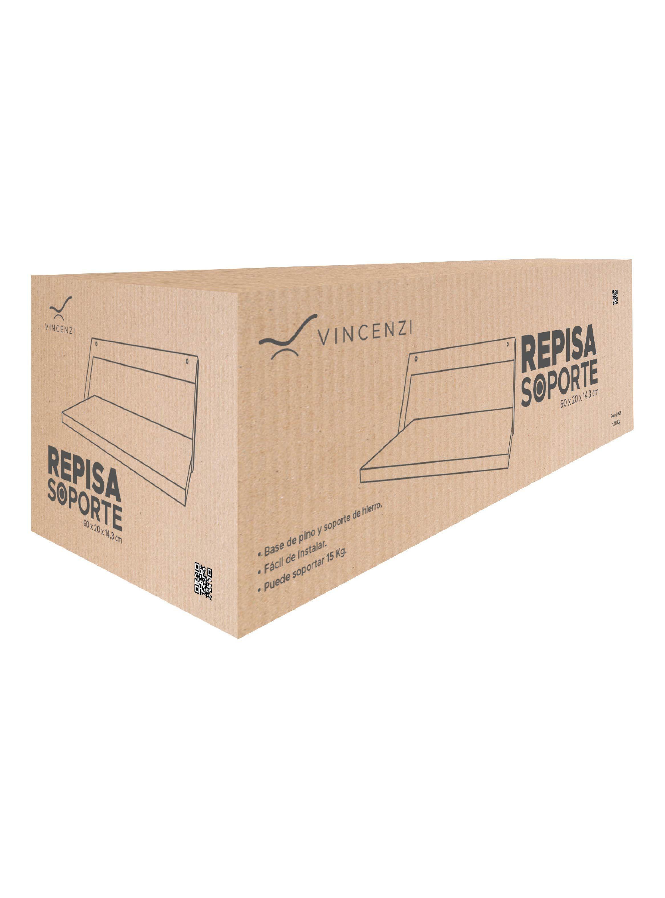 Pack 2 Repisas Madera y hierro 60x20cm de Pared - Vincenzi-7