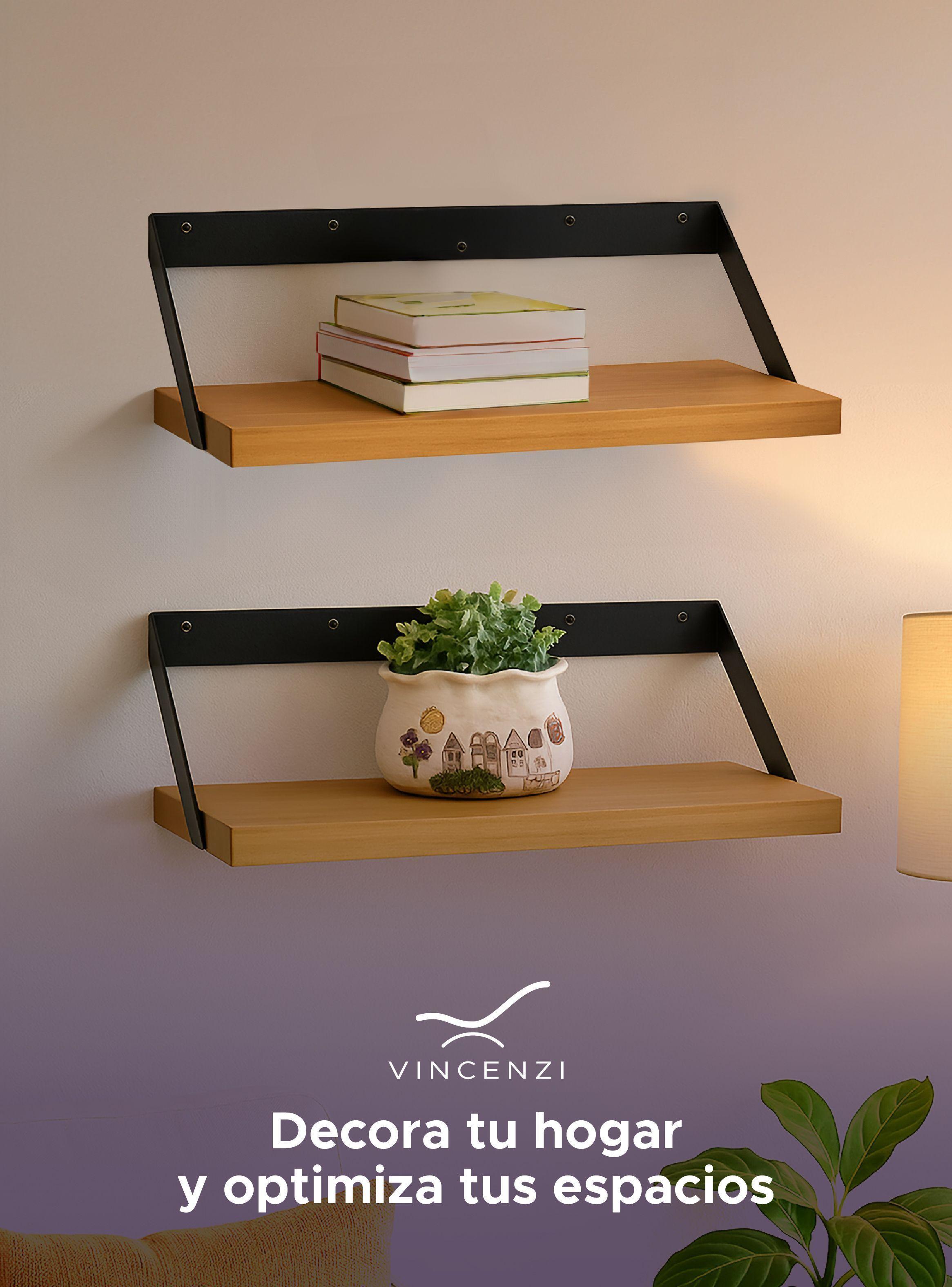 Pack 2 Repisas Madera y hierro 60x20cm de Pared - Vincenzi-4