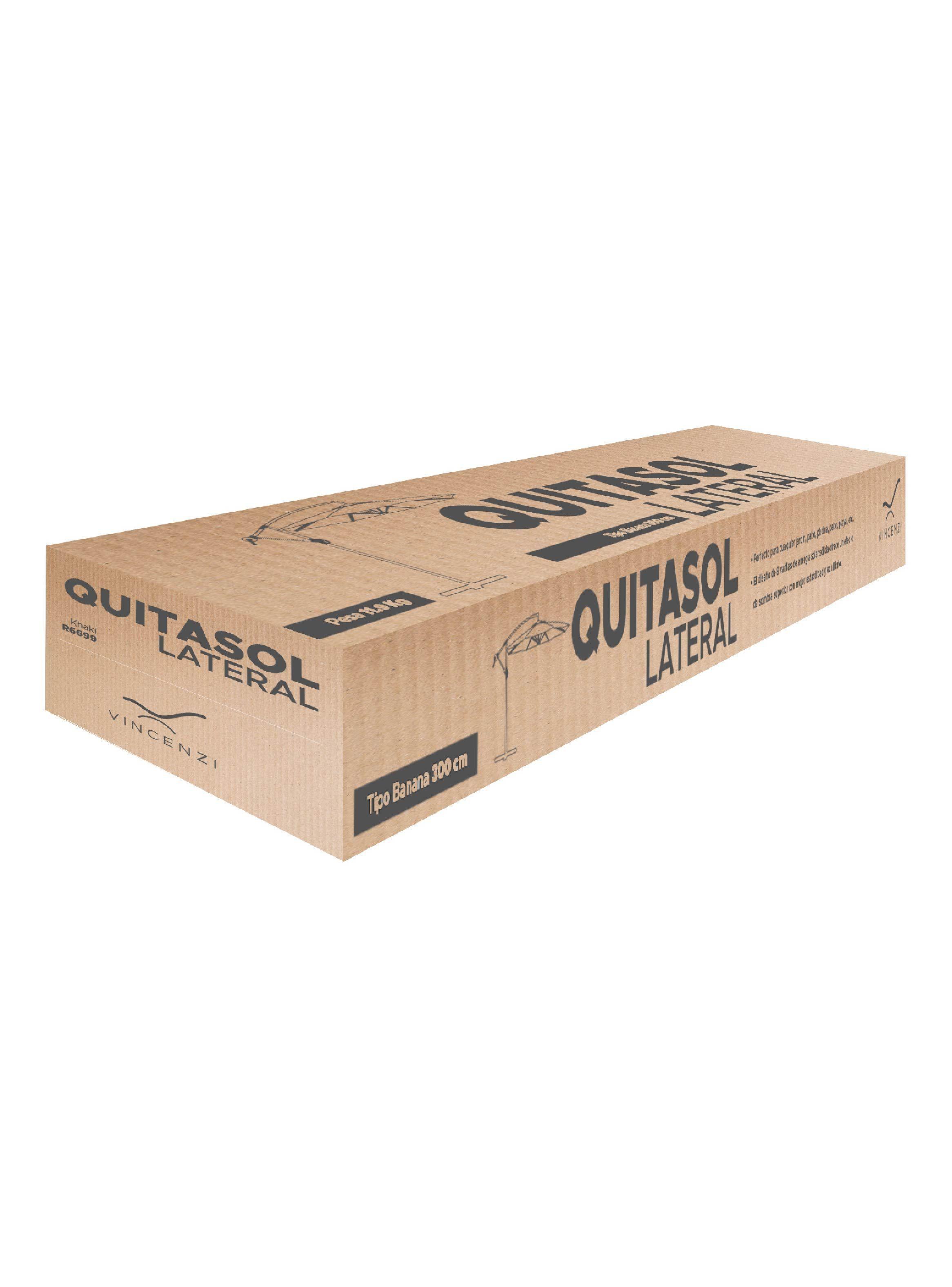 Quitasol Lateral 3x3mt Sombrilla Terraza Sol Lluvia Gris Vincenzi-7