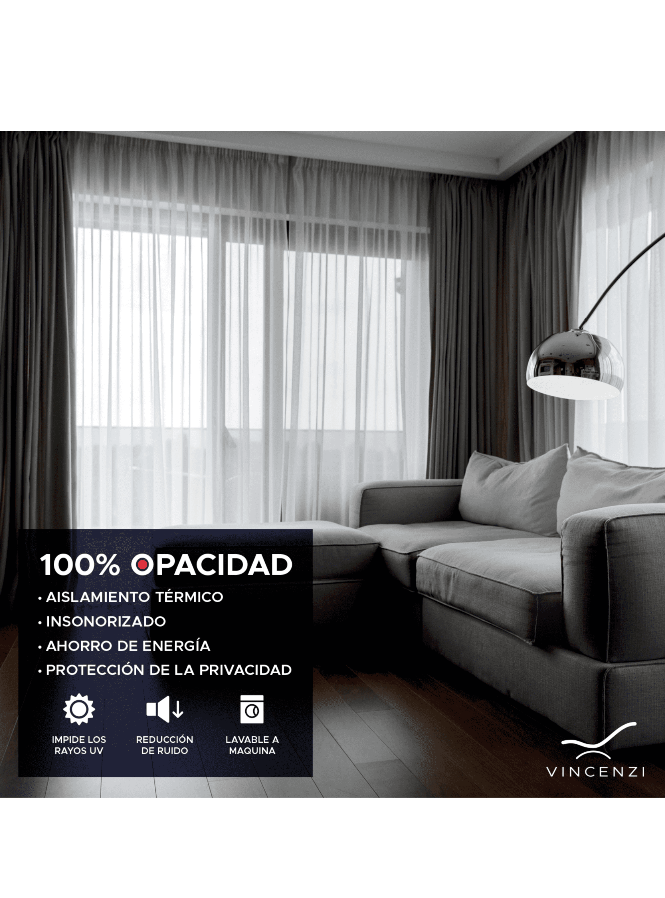 Cortina de Tela Blackout Gris Grafito + Velo Vincenzi 140x220-4