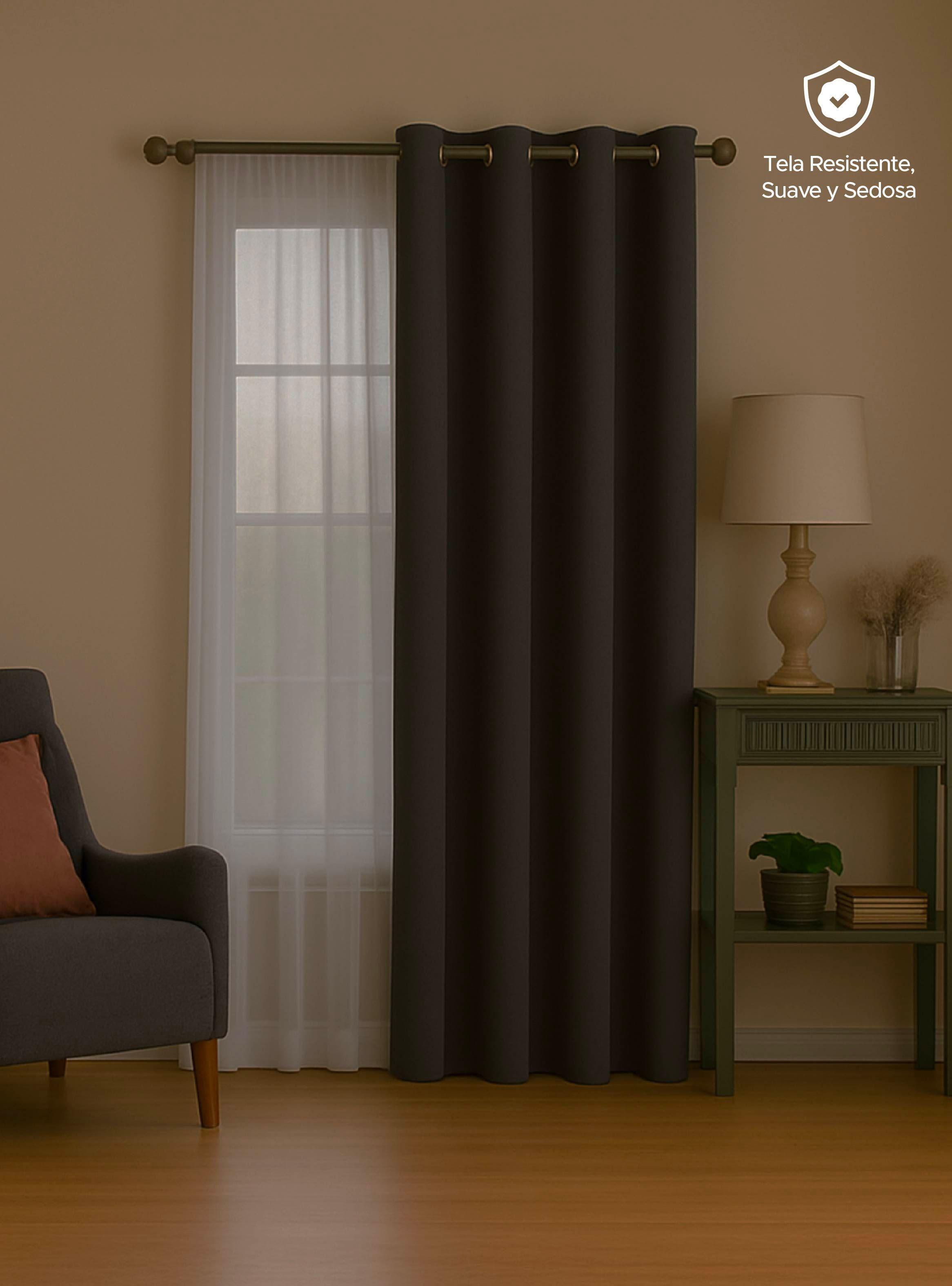 Cortina de Tela Blackout Gris Grafito + Velo Vincenzi 140x220-2