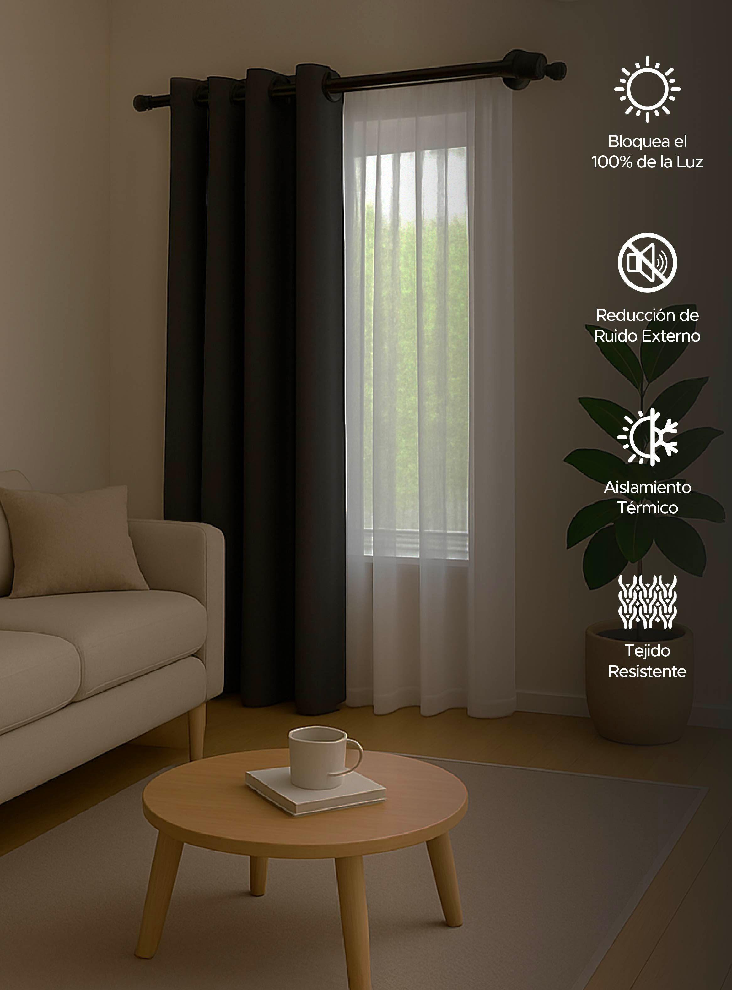 Cortina de Tela Blackout Gris Grafito + Velo Vincenzi 140x220-3