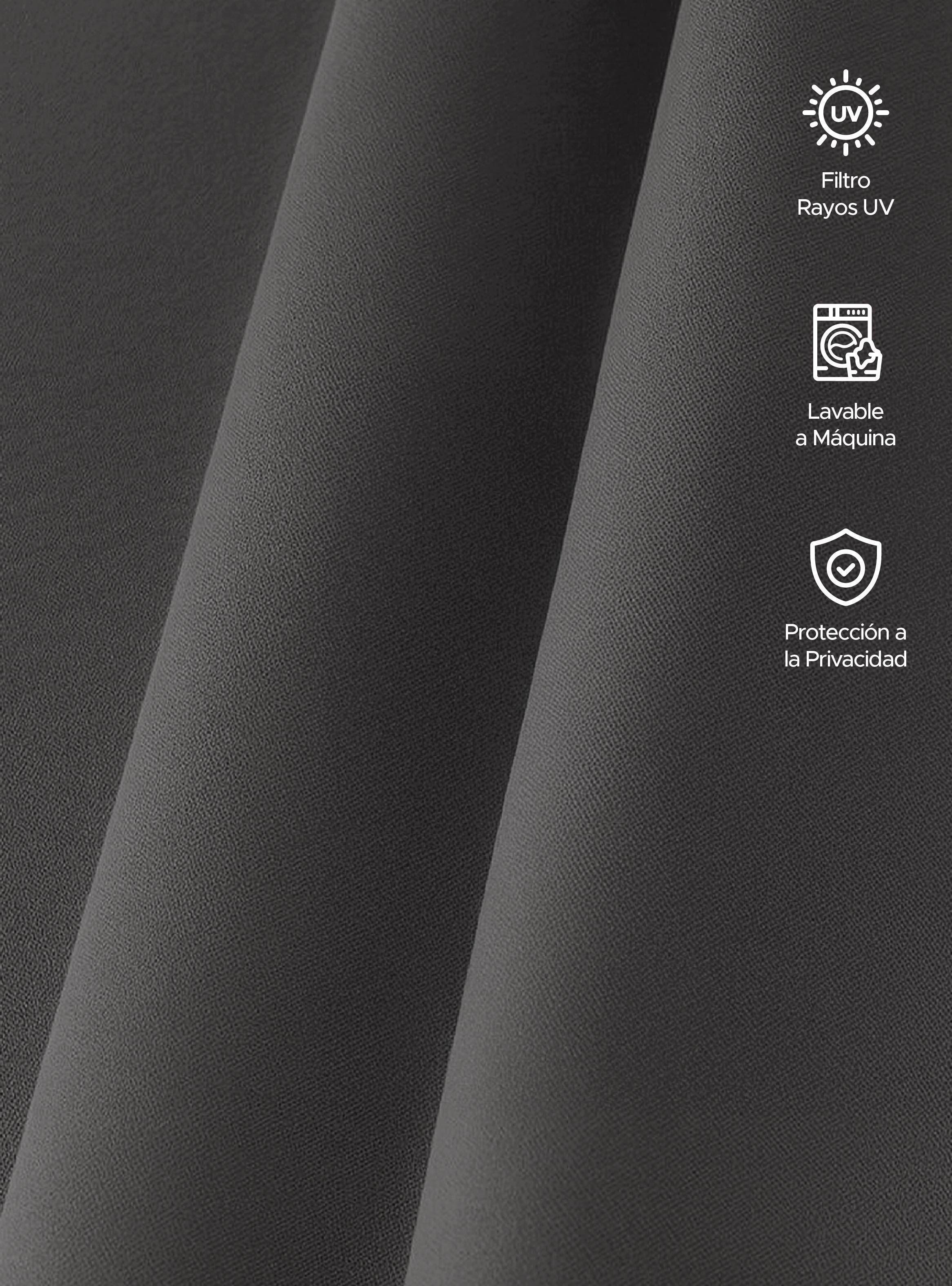 Cortina de Tela Blackout Gris Grafito + Velo Vincenzi 140x220-4