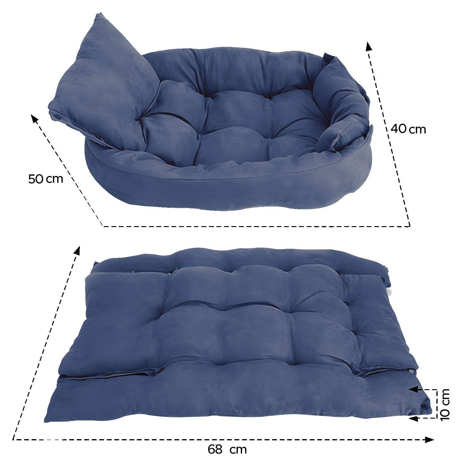 Cama para mascotas perro y gatos 68x50x40 Azul-2