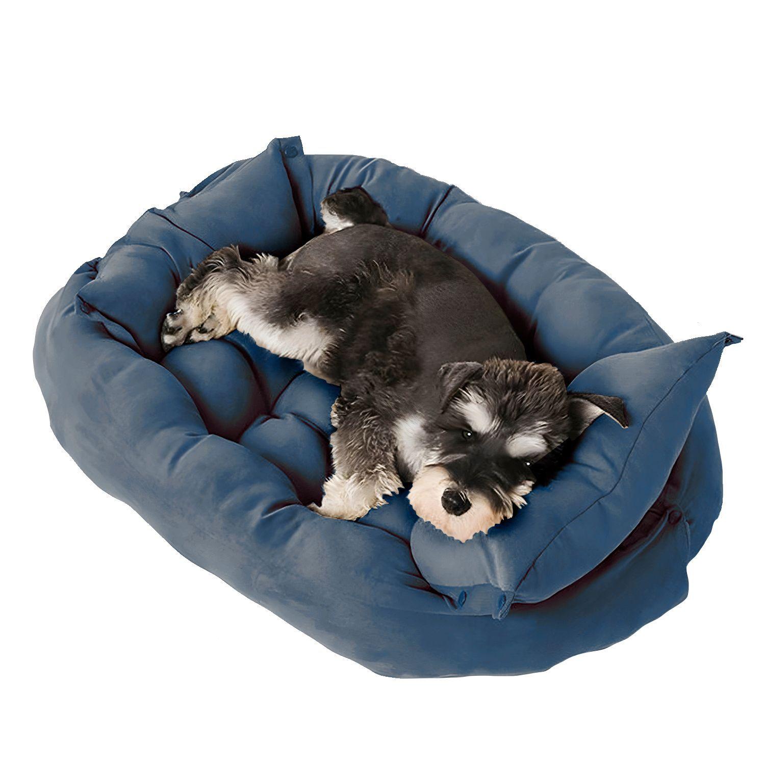 Cama para mascotas perro y gatos 68x50x40 Azul-0
