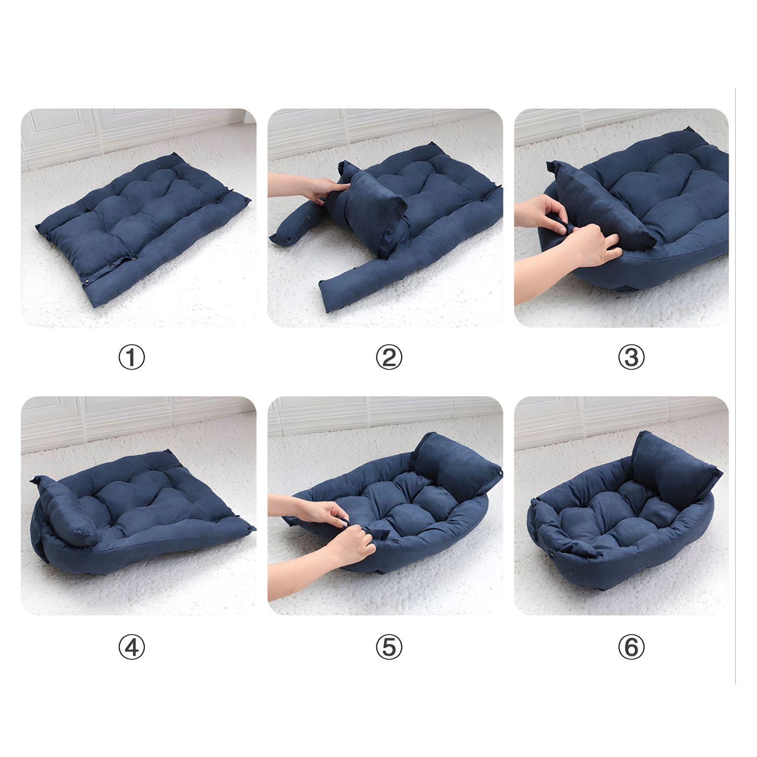 Cama para mascotas perro y gatos 68x50x40 Azul-3
