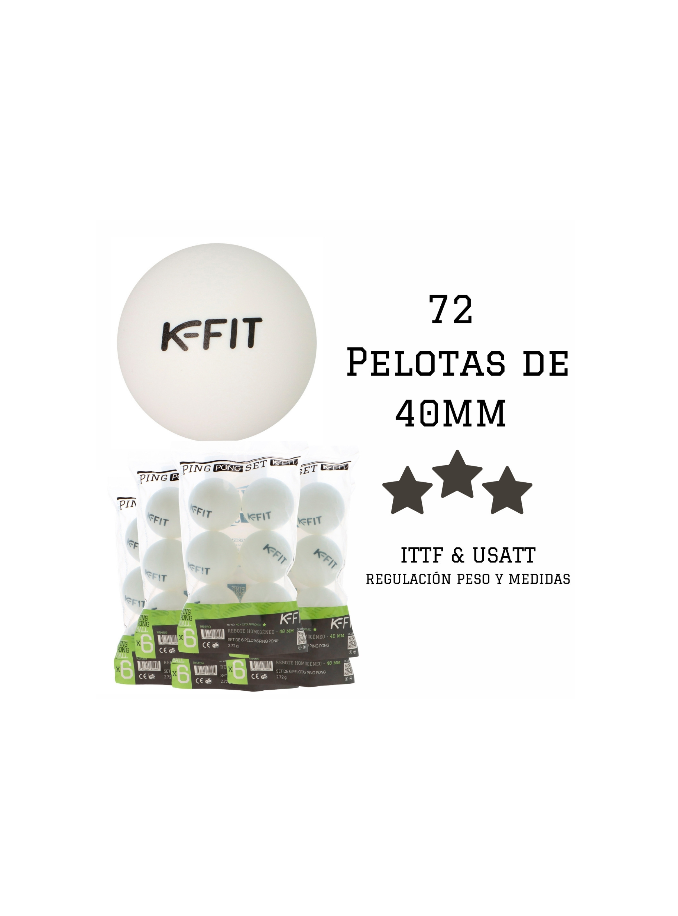Pack 72 Pelotas De Ping Pong Tenis De Mesa 100*40+ Kfit-6