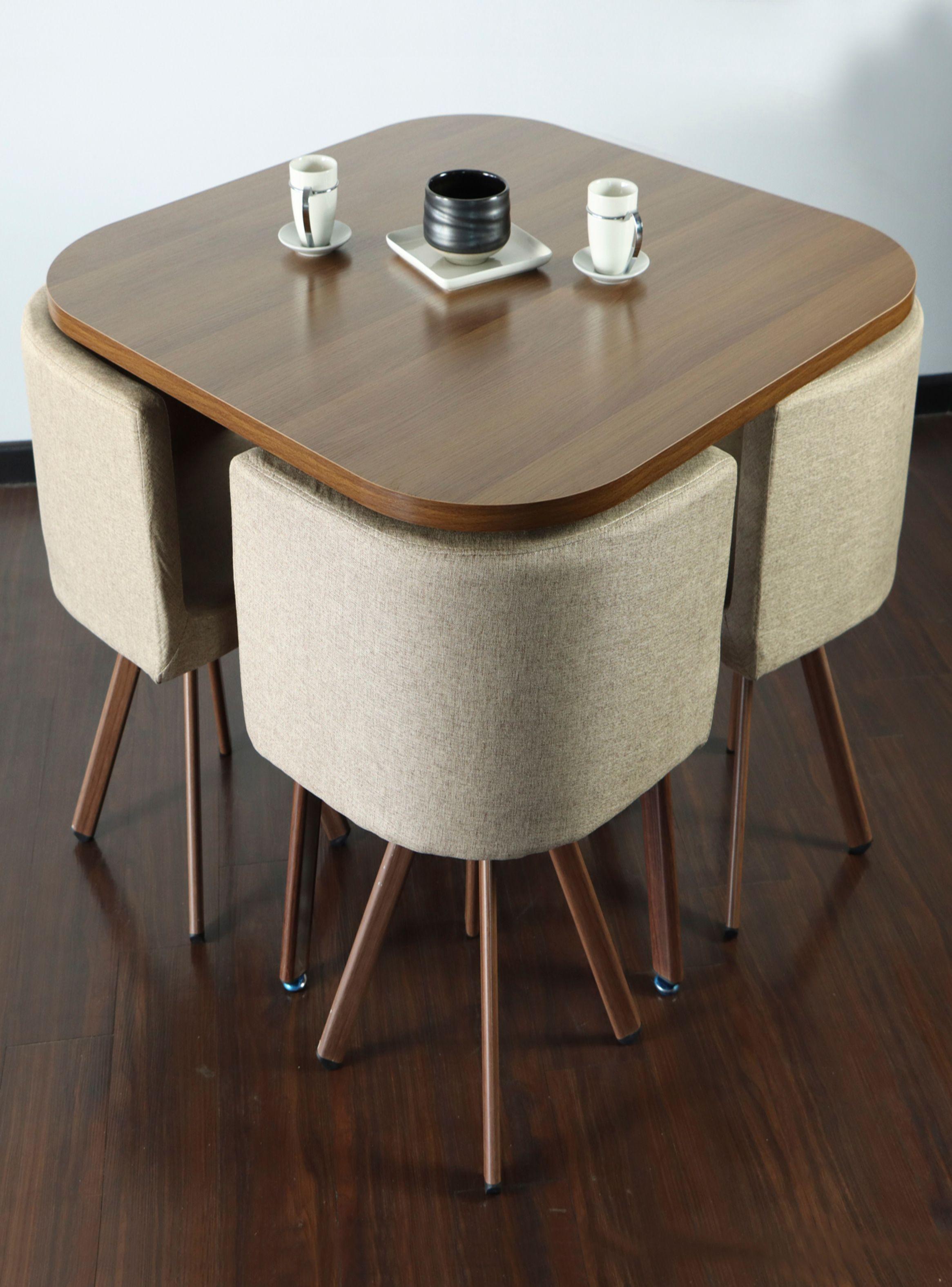 Juego de Comedor con 4 sillas Beige Vincenzi-4