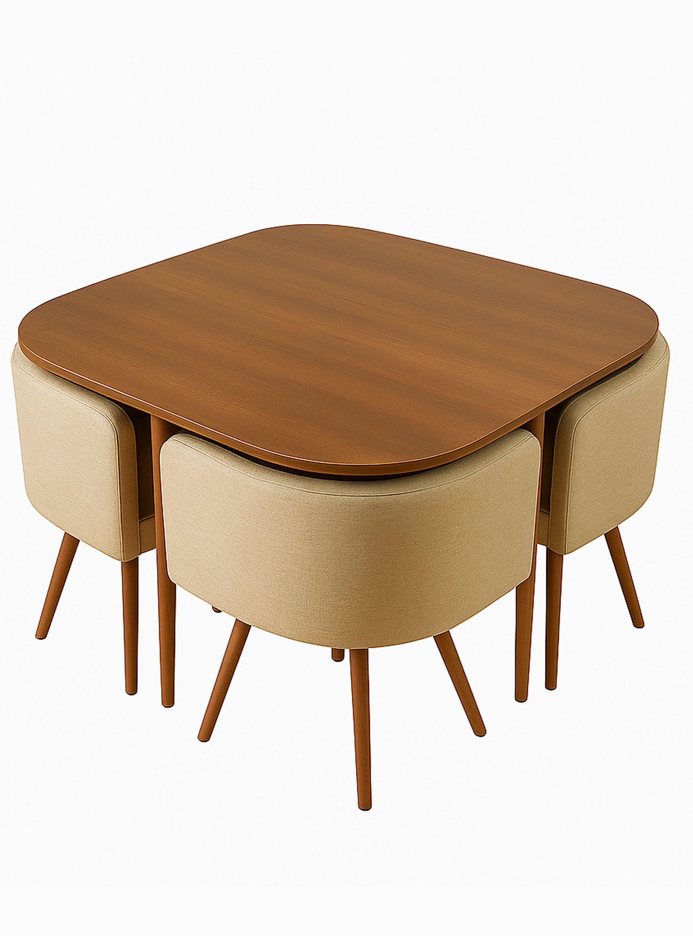 Juego de Comedor con 4 sillas Beige Vincenzi-0
