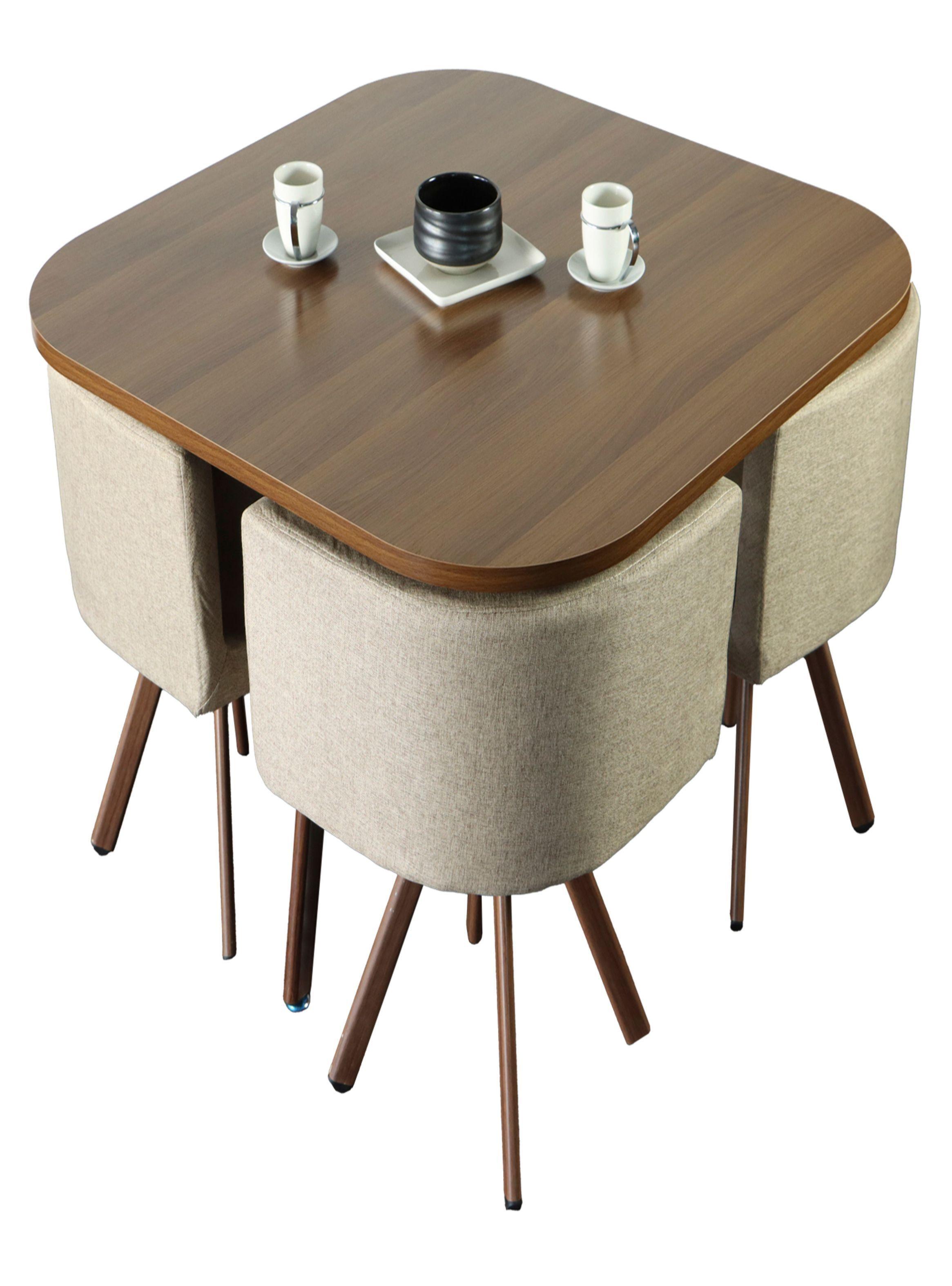 Juego de Comedor con 4 sillas Beige Vincenzi-2