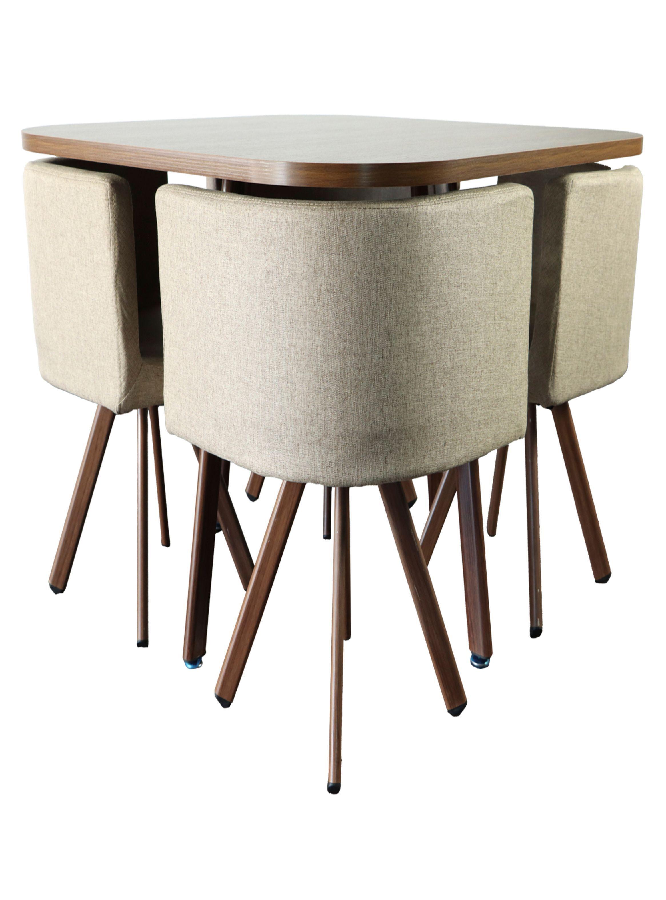 Juego de Comedor con 4 sillas Beige Vincenzi-3