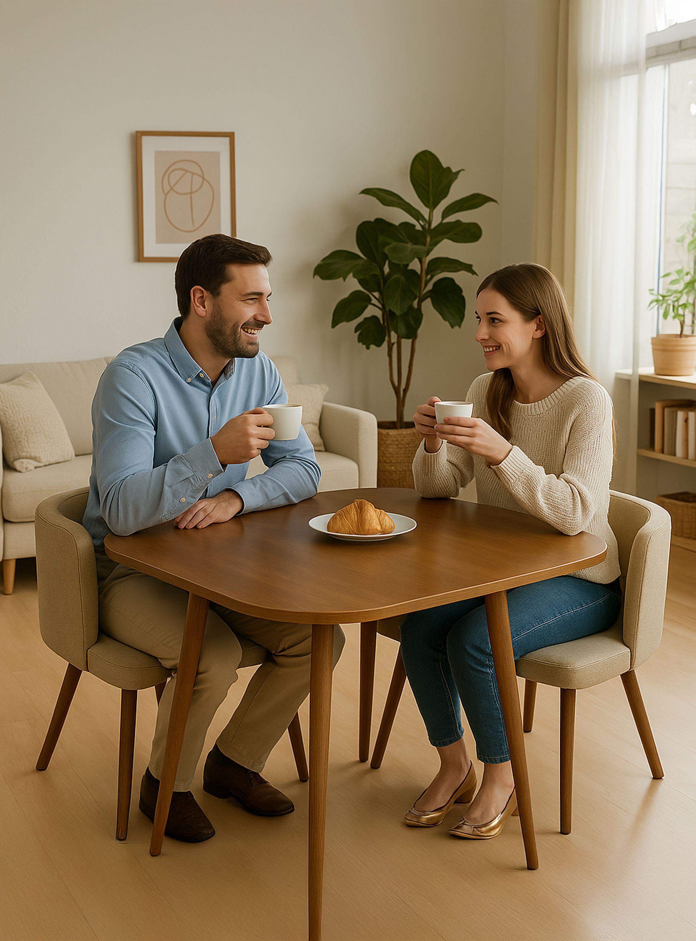 Juego de Comedor con 4 sillas Beige Vincenzi-6
