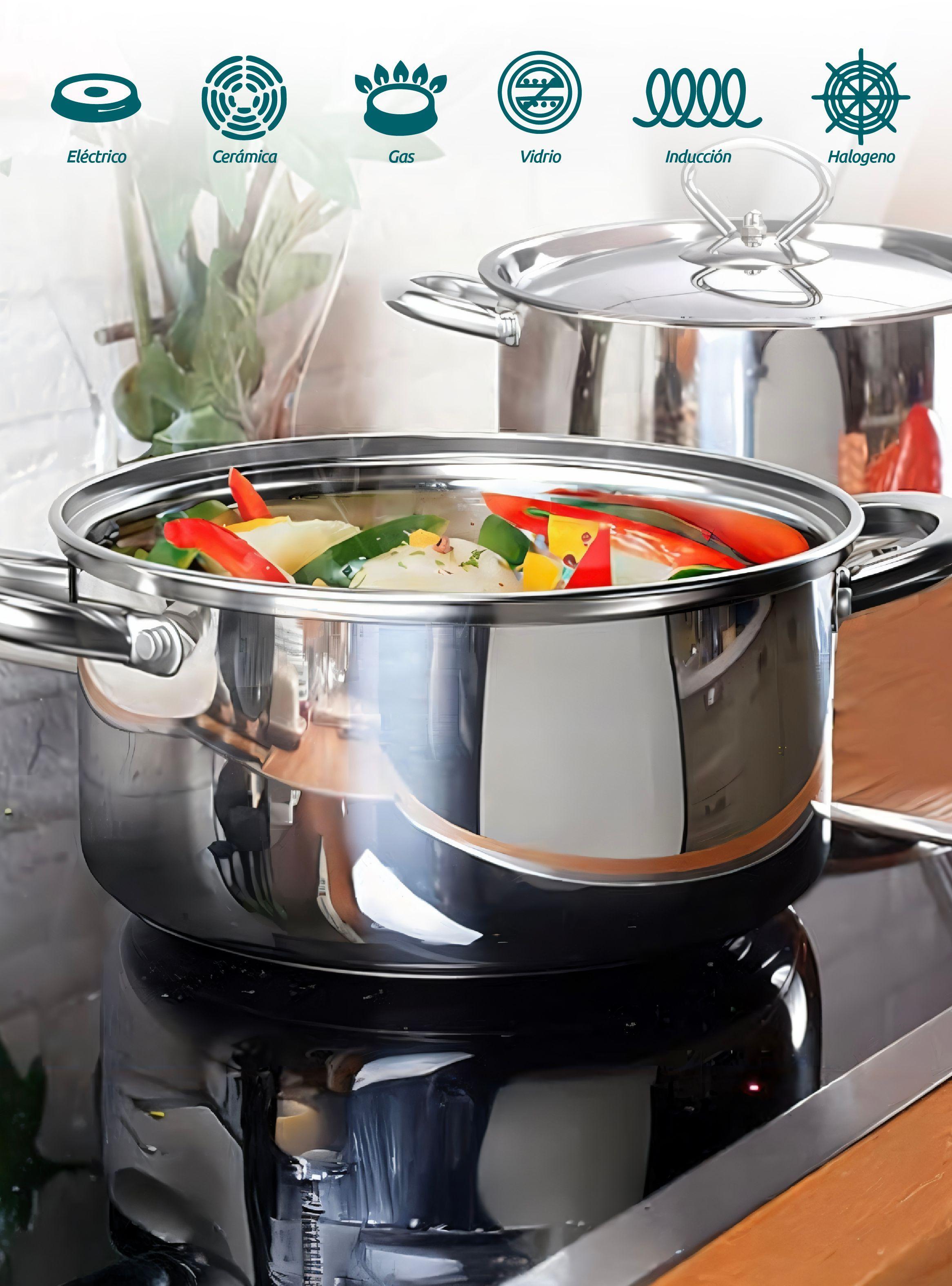 Juego de Ollas Cocina 15 Piezas Acero Inoxidable Antiadherente - Rebajas-6