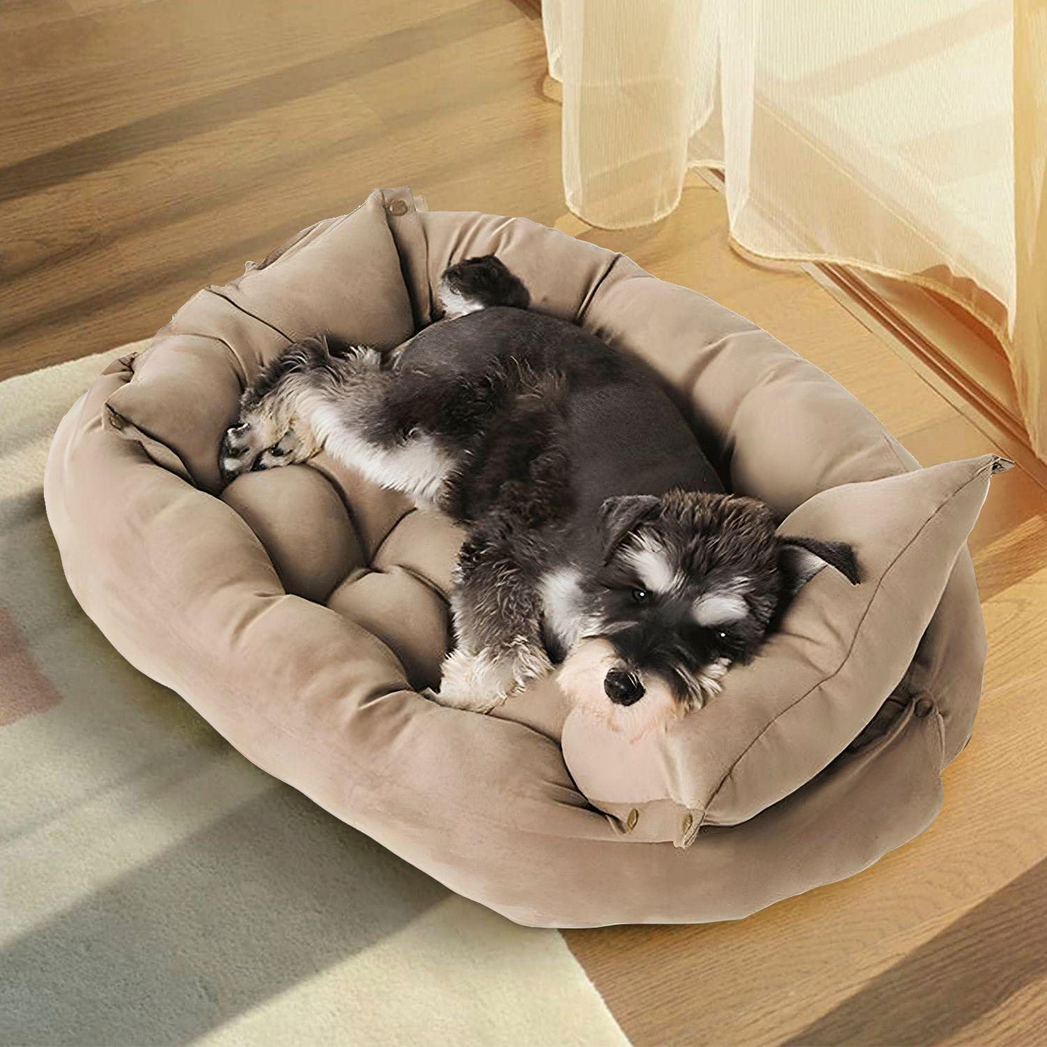 Cama para mascotas perro y gatos 68x50x40 beige-6