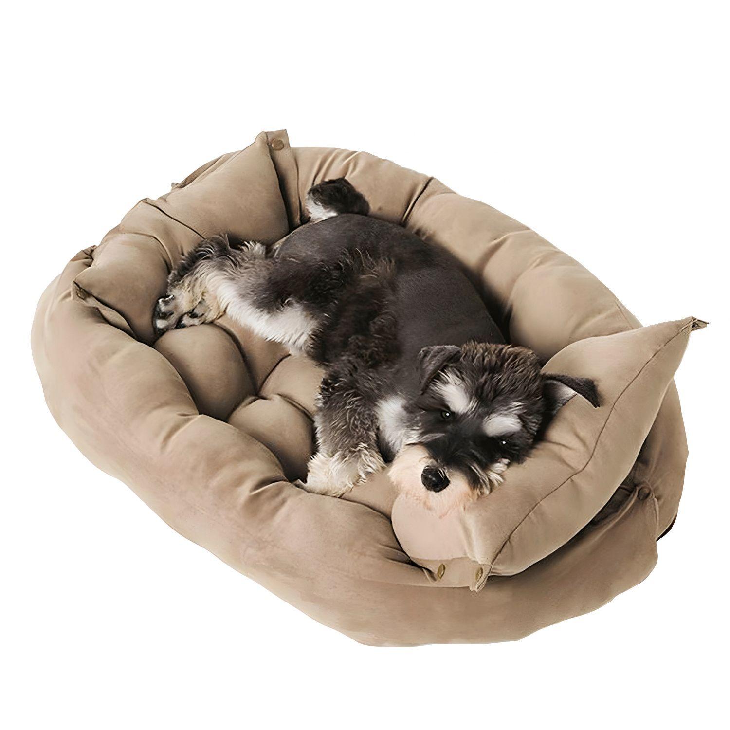 Cama para mascotas perro y gatos 68x50x40 beige-0