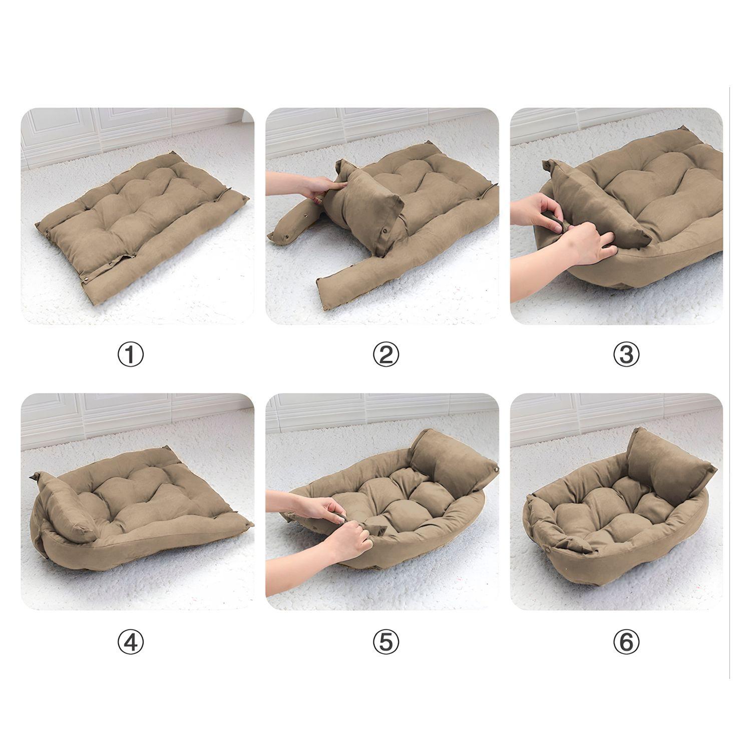 Cama para mascotas perro y gatos 68x50x40 beige-3