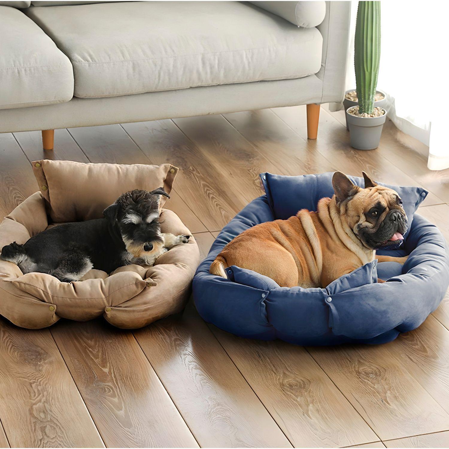 Cama para mascotas perro y gatos 68x50x40 beige-5