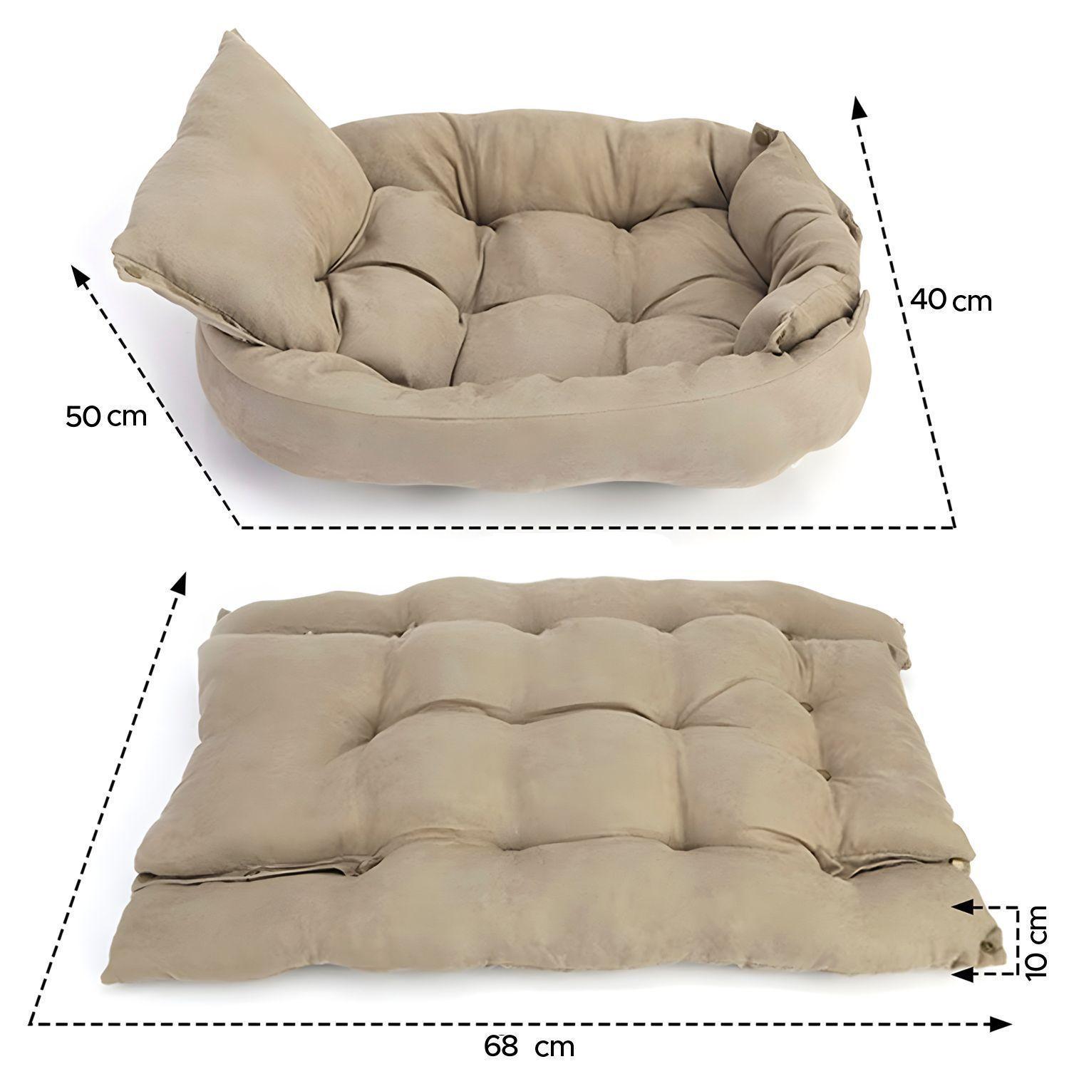 Cama para mascotas perro y gatos 68x50x40 beige-2