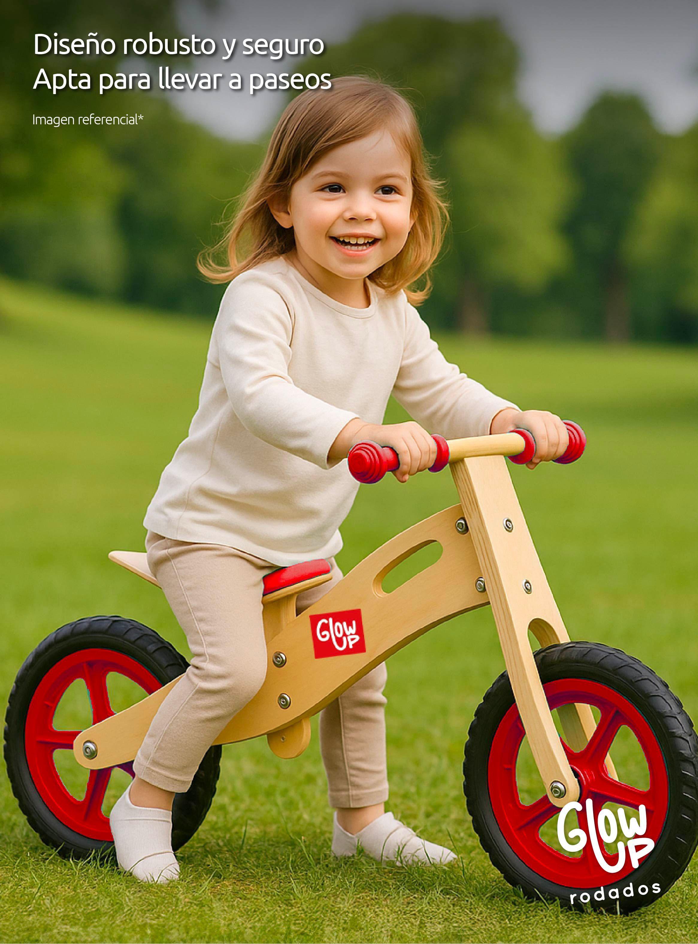 Bicicleta De Aprendizaje De Madera Roja para niños de 2 a 6 Años-5