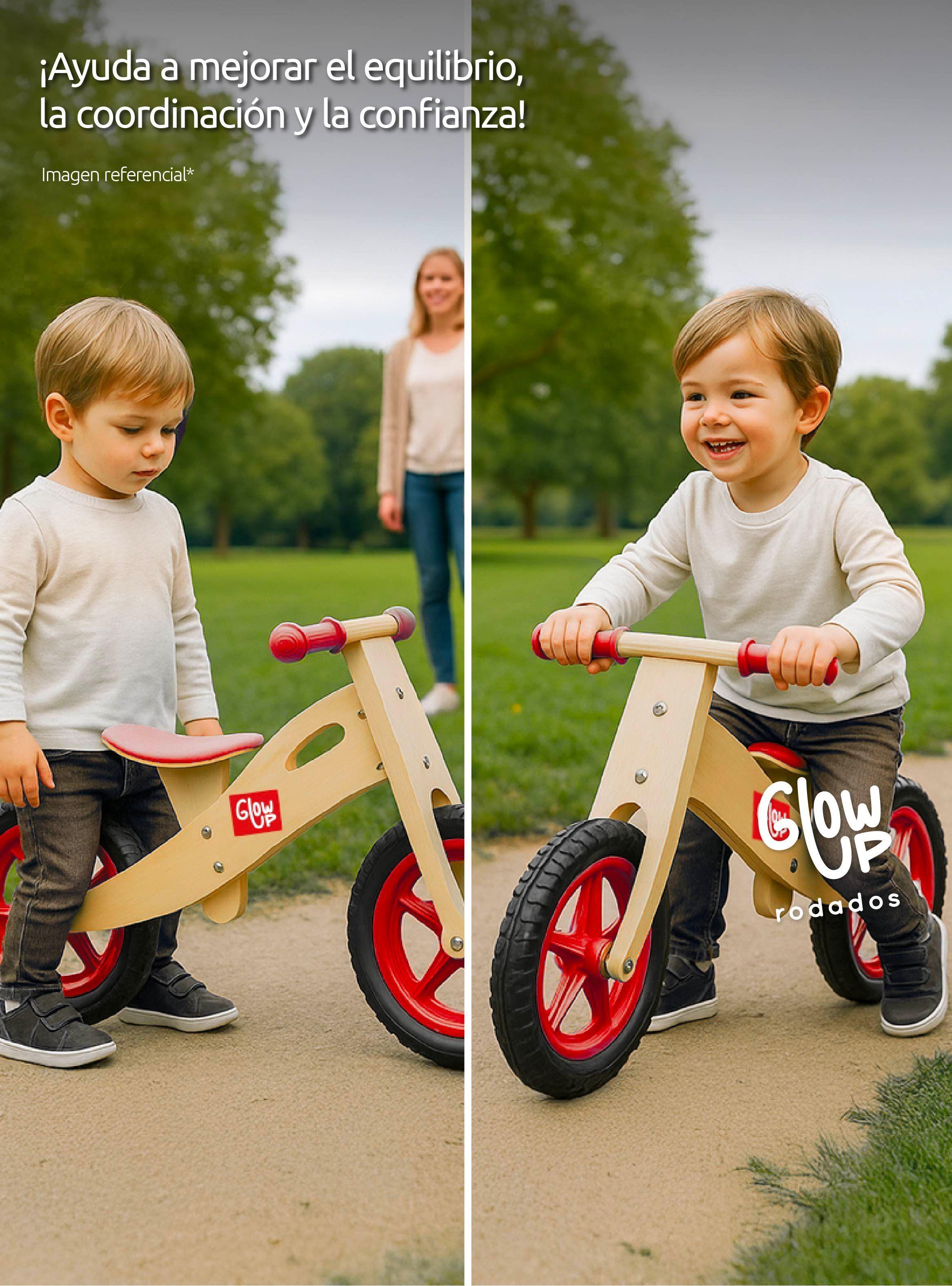 Bicicleta De Aprendizaje De Madera Roja para niños de 2 a 6 Años-6
