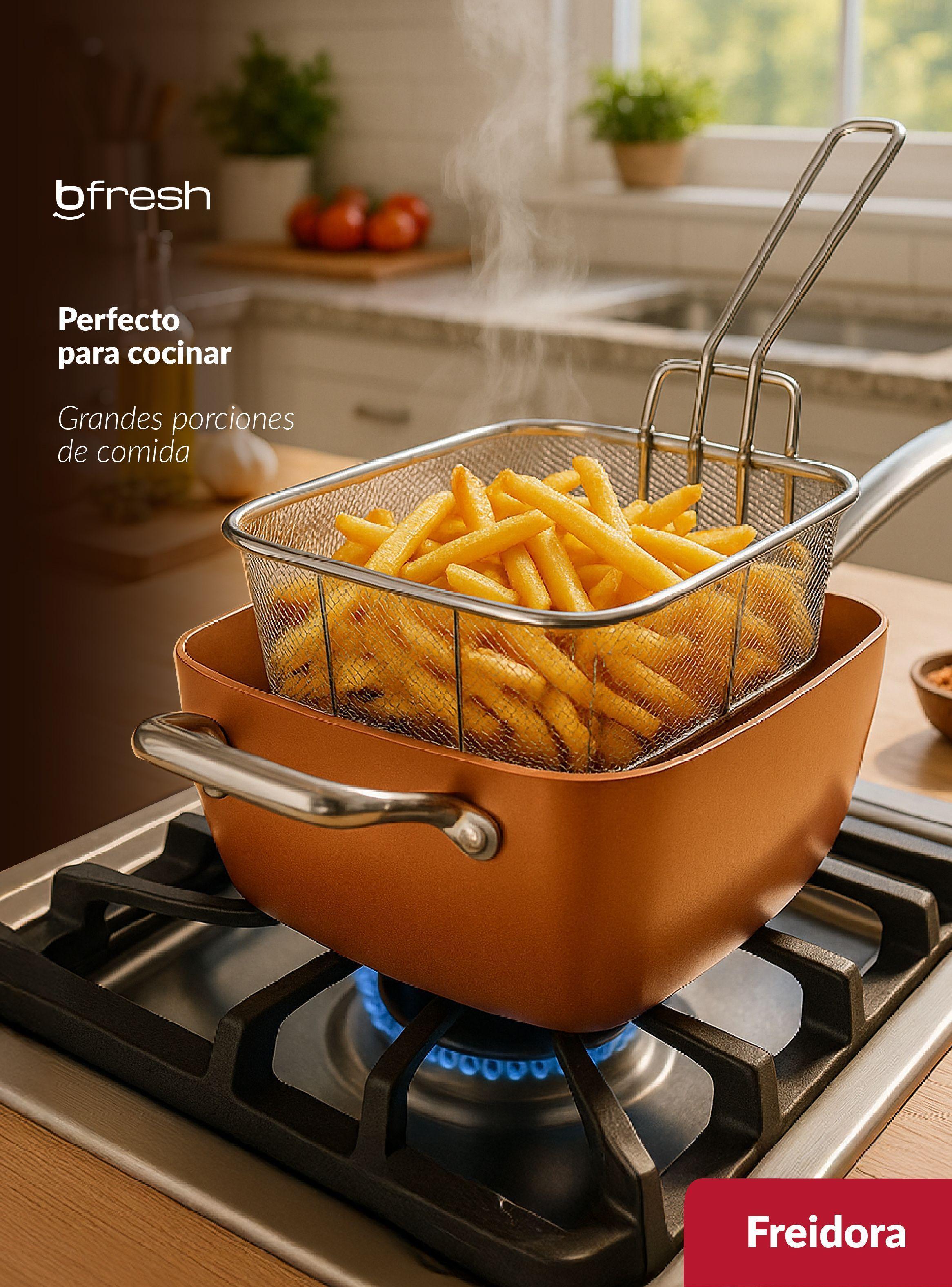 Sartén Cuadrado Antiadherente Cobre Set 4 ollas todo en uno Bfresh-6