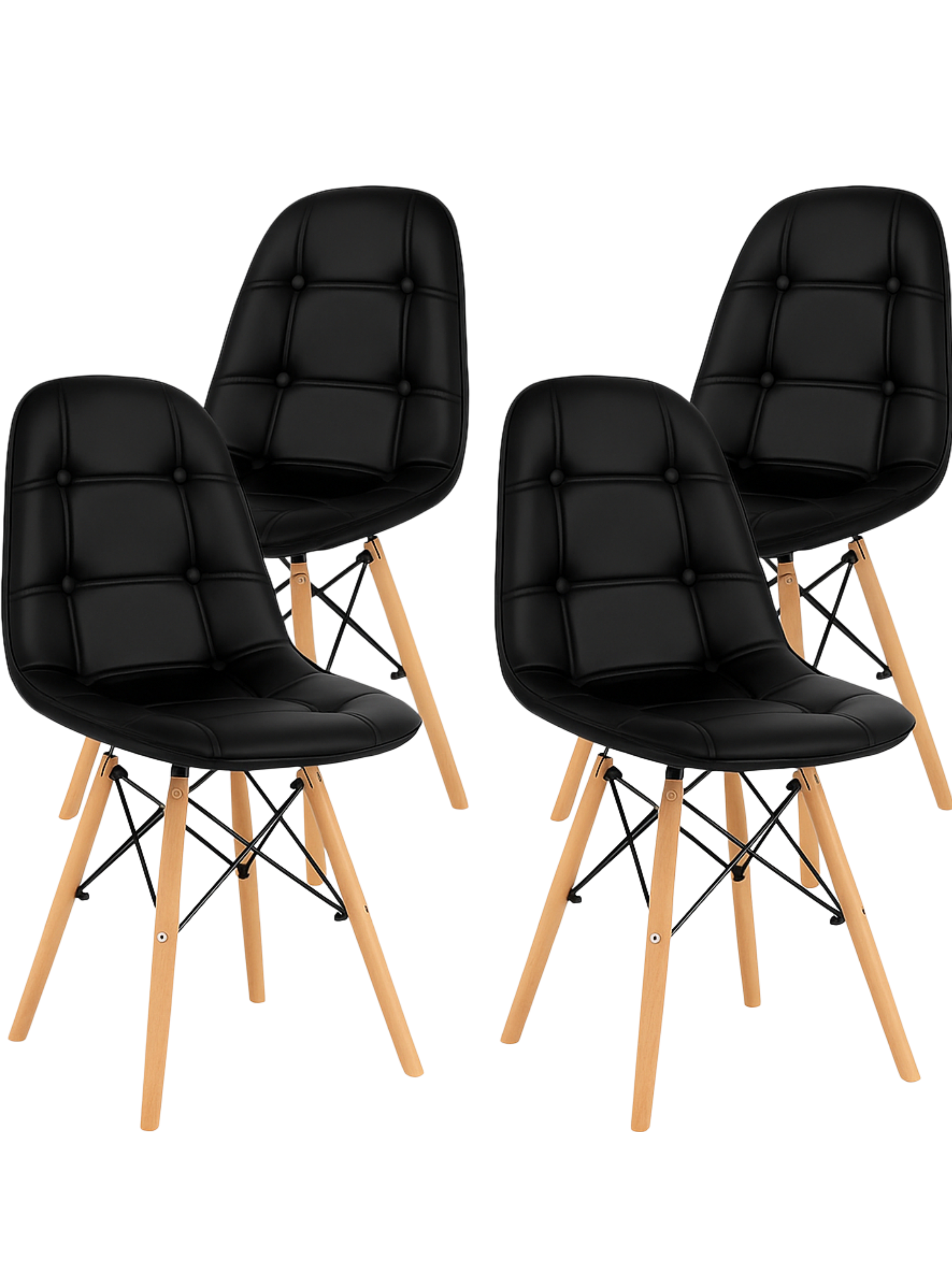 Pack 4 Sillas Comedor Eames York Negras Vincenzi-0