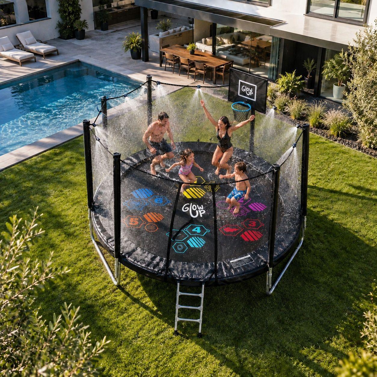 Cama Elástica 10ft 3,05 mts GlowUp Edición Especial con Juegos Malla y escalera-0