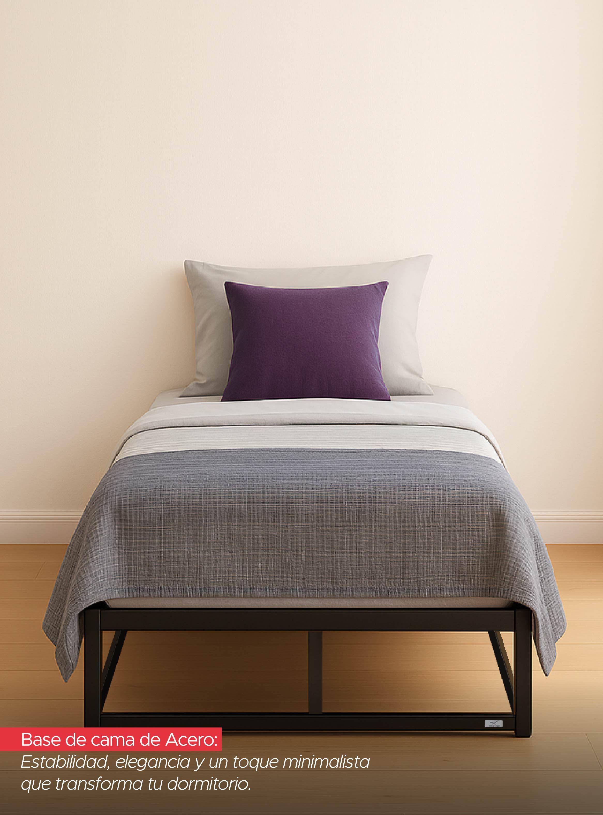 Base para Cama Europea de Acero y Madera 90x190 cm 1 Plaza Nova Vincenzi-4