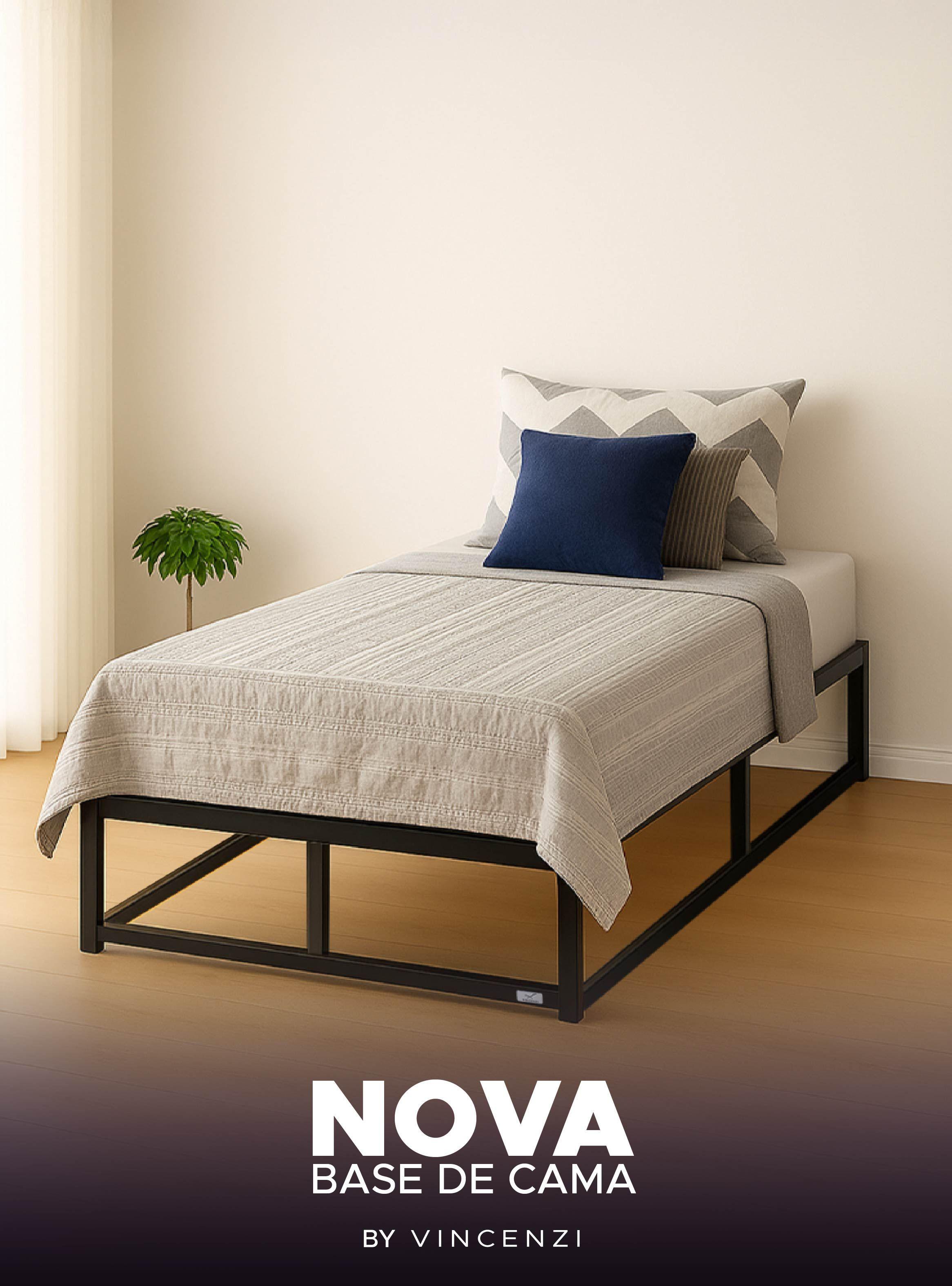 Base para Cama Europea de Acero y Madera 90x190 cm 1 Plaza Nova Vincenzi-7