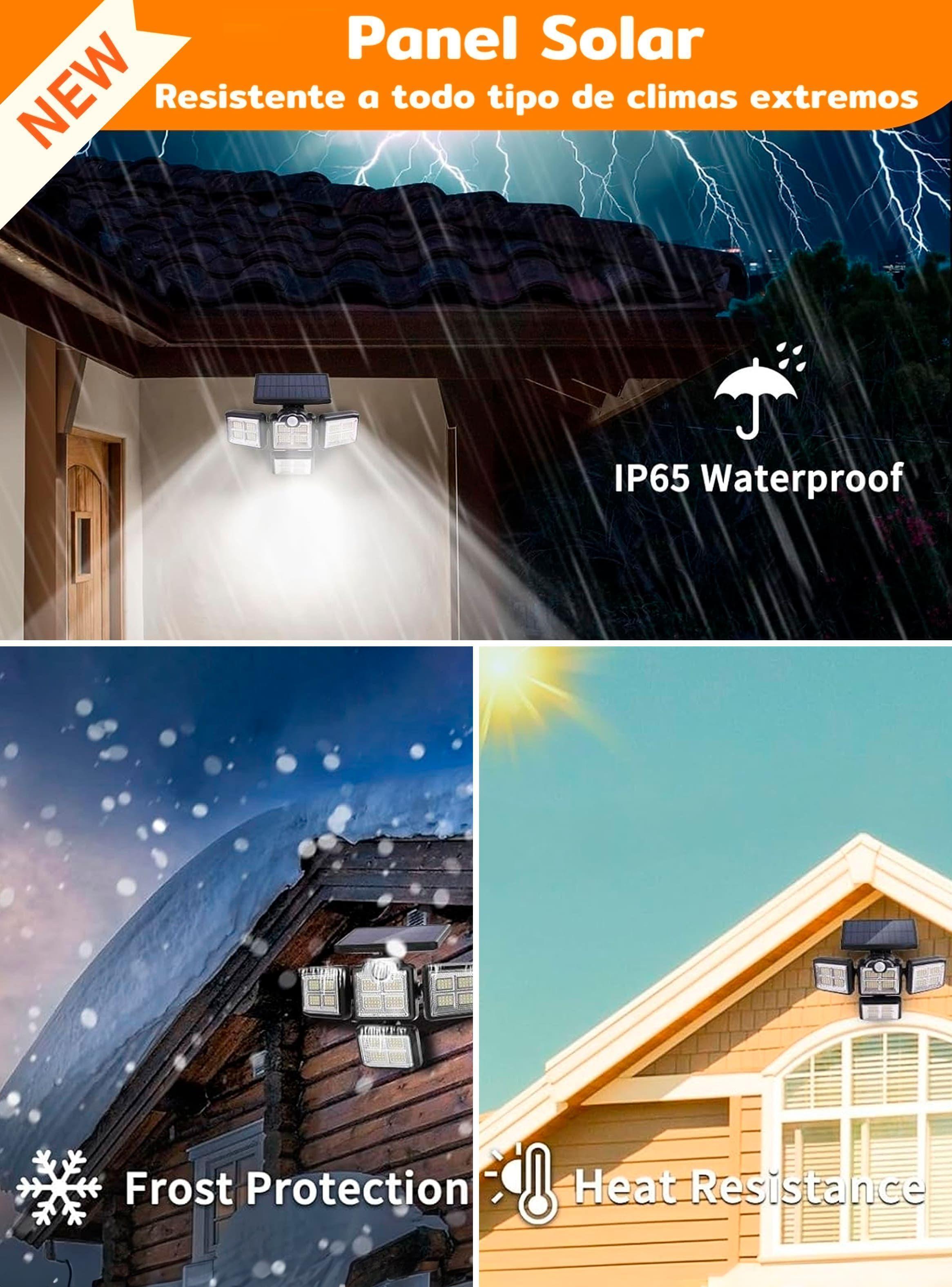 Foco led Solar exterior 4 direcciones sensor control luz fría-2