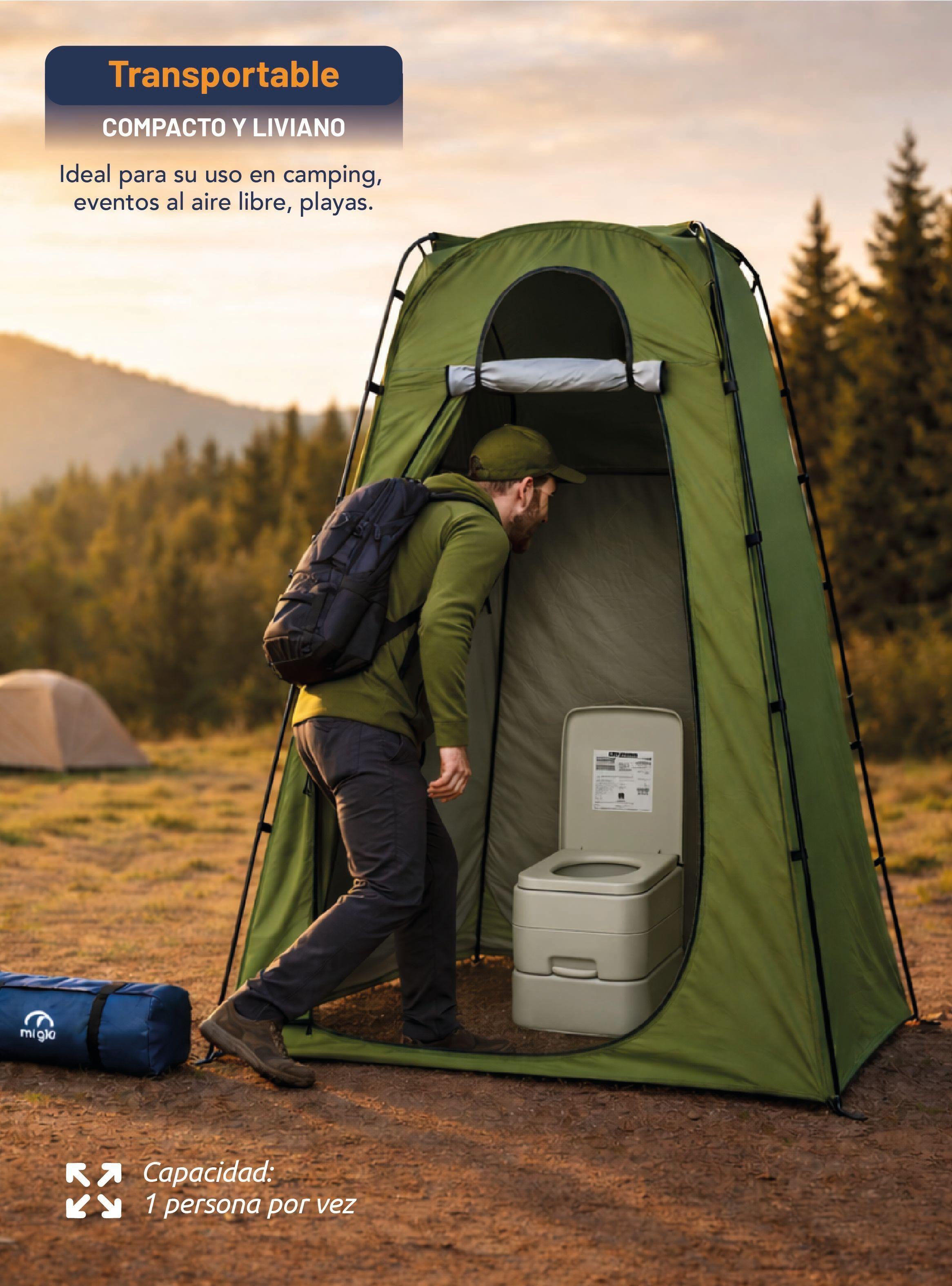 Baño Químico Portátil Caseta y Ducha Solar 20L para Camping-7