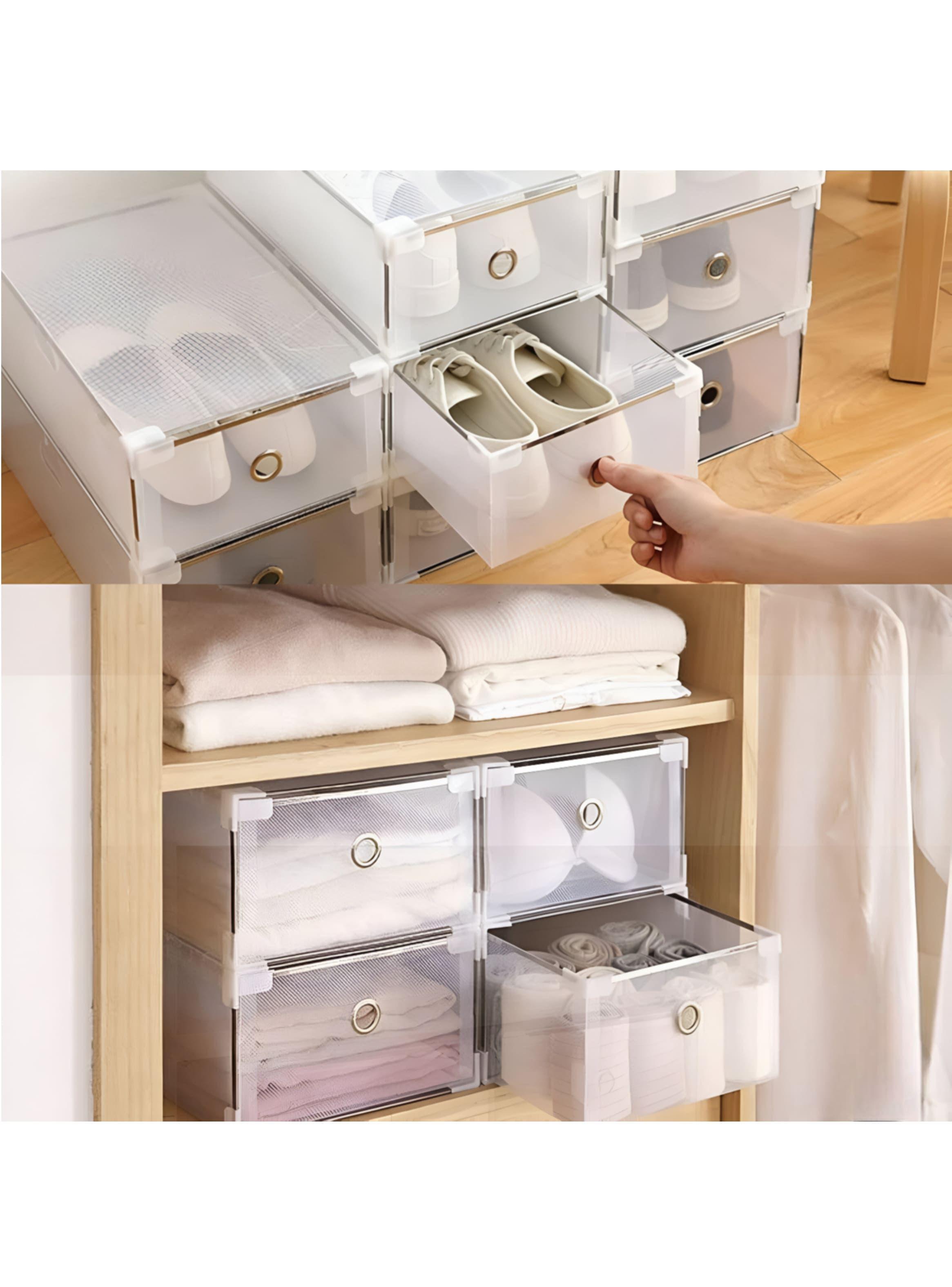 Pack De 10 Cajas Organizadoras De Zapatos Apilables-3